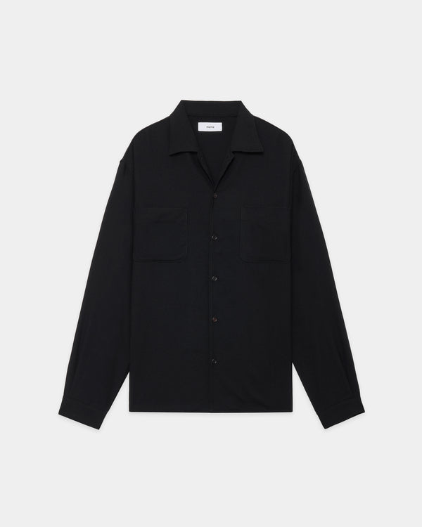 スーパー140'sウールビエラワッシャー タンブラー / ダブルポケットオープンカラーL/Sシャツ, Dark Navy