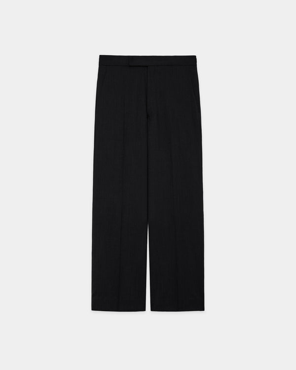 2/60 WOOL TROPICAL MELANGE REGULAR STRAIGHT TROUSERS, Black