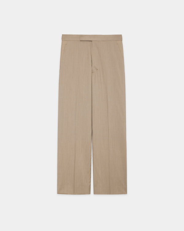 2/60 WOOL TROPICAL MELANGE REGULAR STRAIGHT TROUSERS, Beige