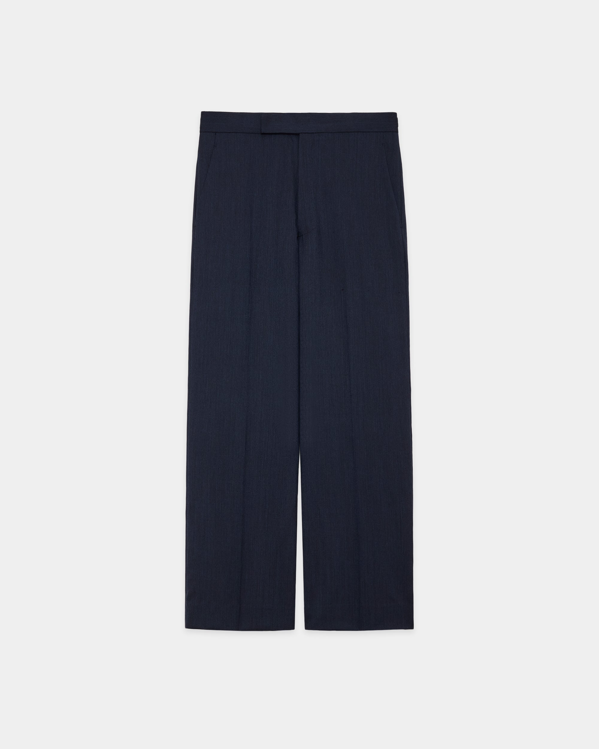 2/60 WOOL TROPICAL MELANGE REGULAR STRAIGHT TROUSERS, Dark Navy