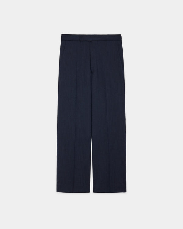 2/60 WOOL TROPICAL MELANGE REGULAR STRAIGHT TROUSERS, Dark Navy