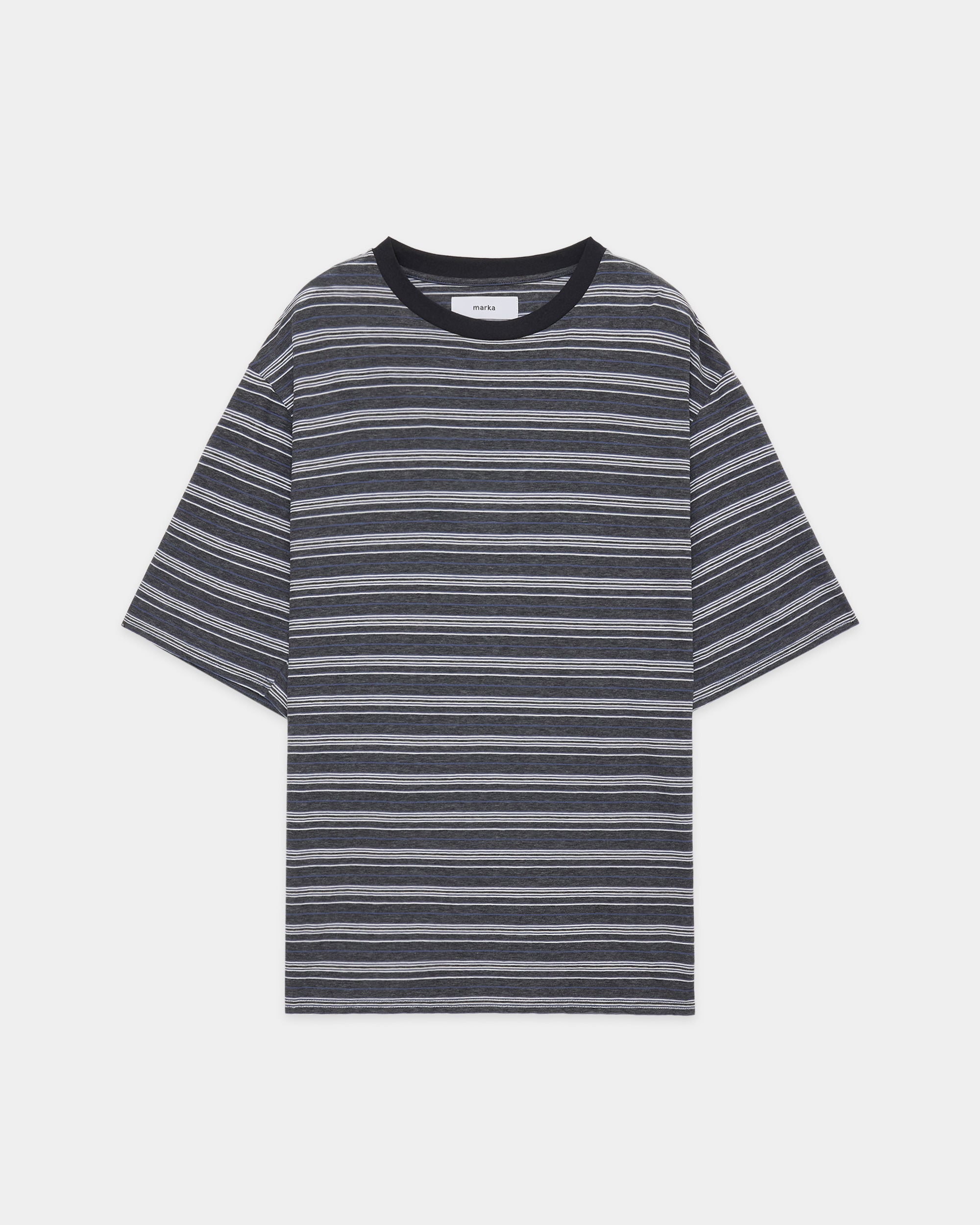 60/1 ORGANIC×MELANGE BORDER BORDER TEE, Blue