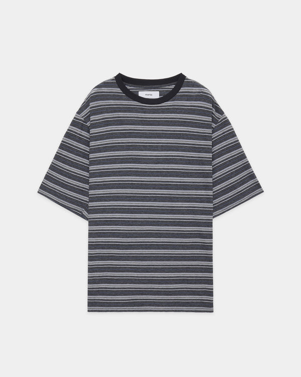 60/1 ORGANIC×MELANGE BORDER BORDER TEE, Blue