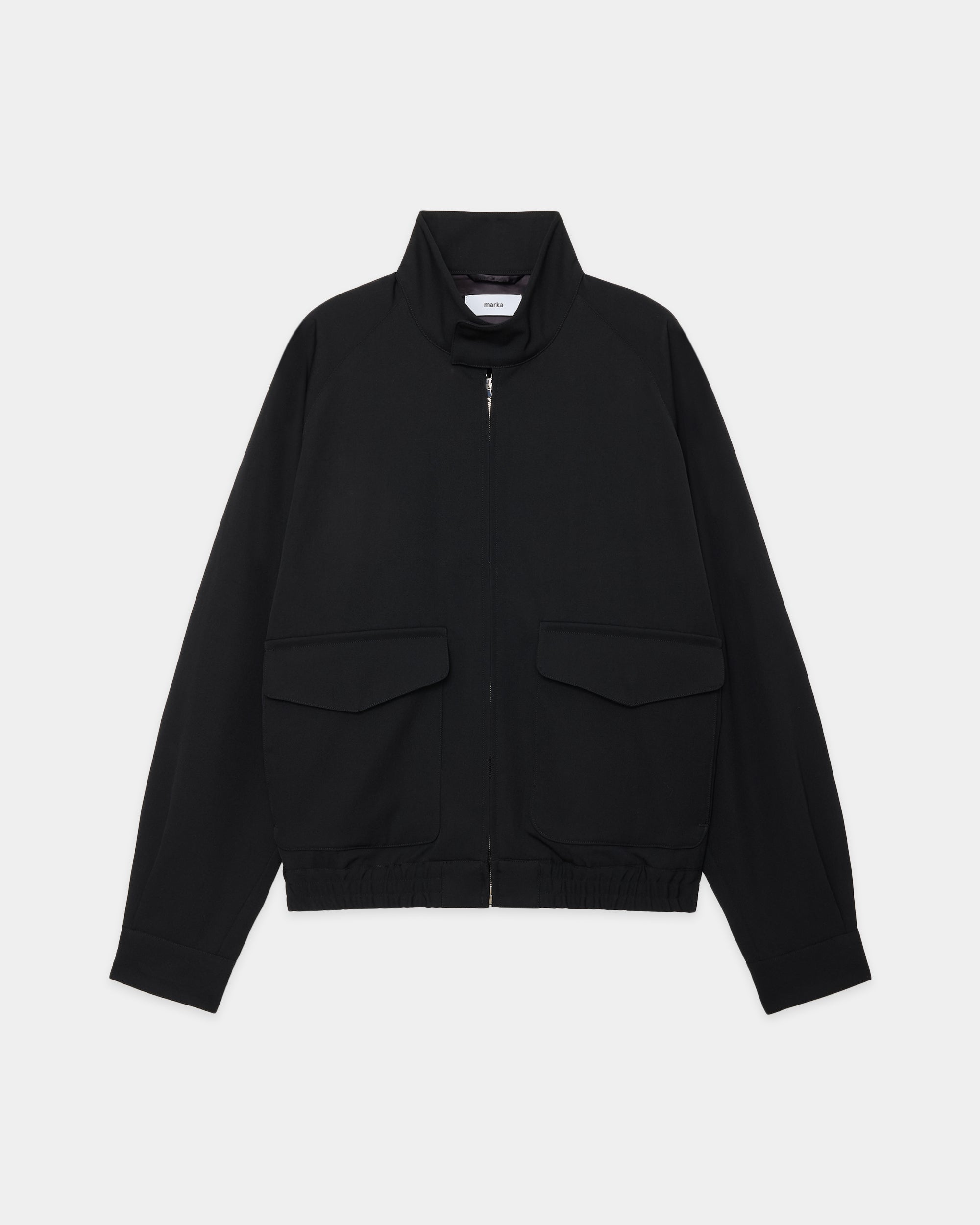2/60 Washer Wool Gabardine Dog Ear Jacket, Black