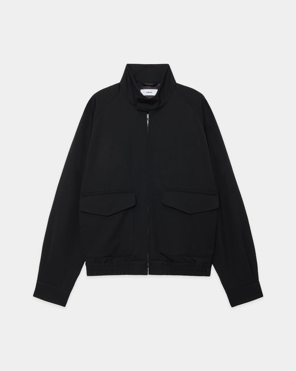2/60 Washer Wool Gabardine Dog Ear Jacket, Black