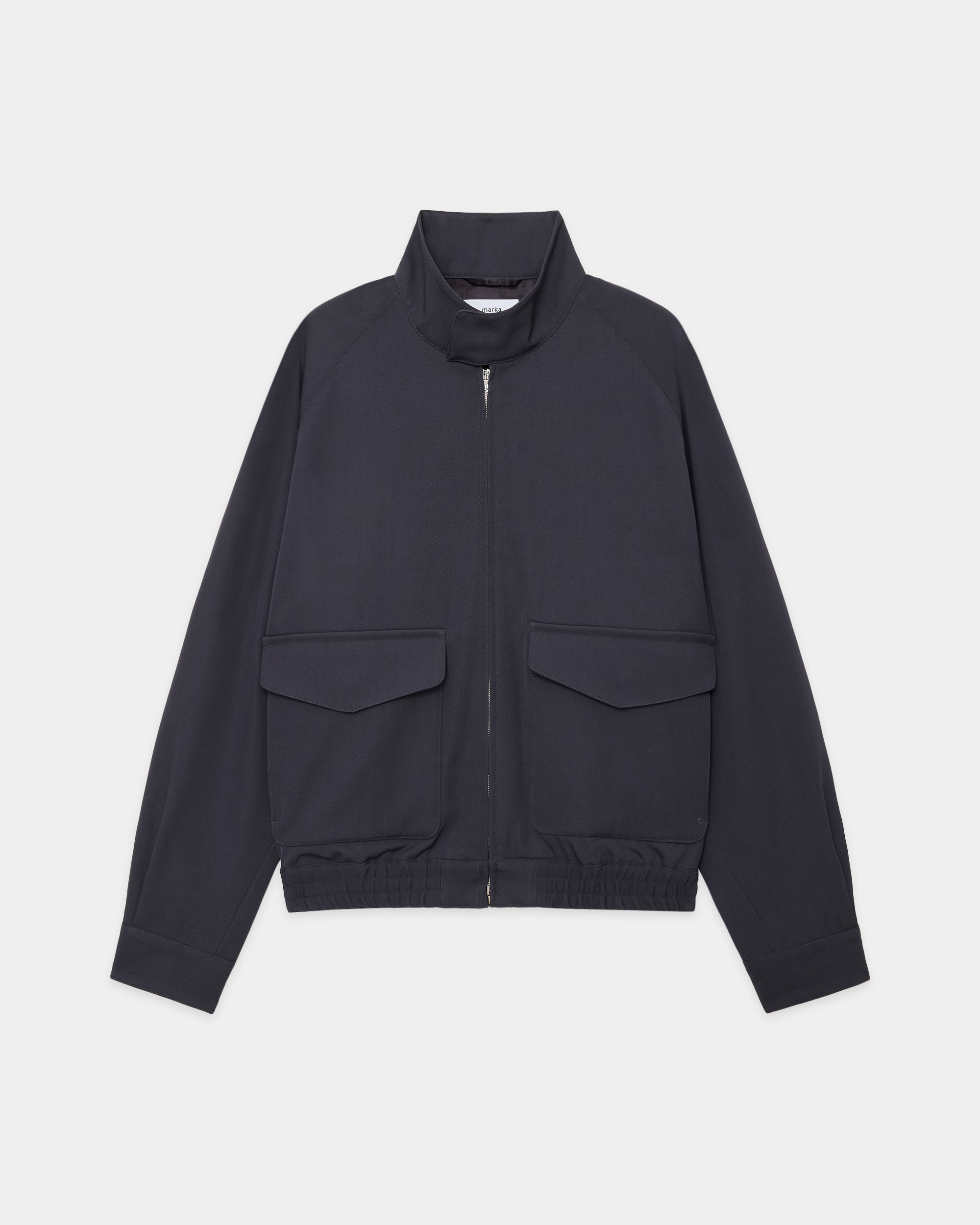 2/60 Washer Wool Gabardine Dog Ear Jacket, M Gray