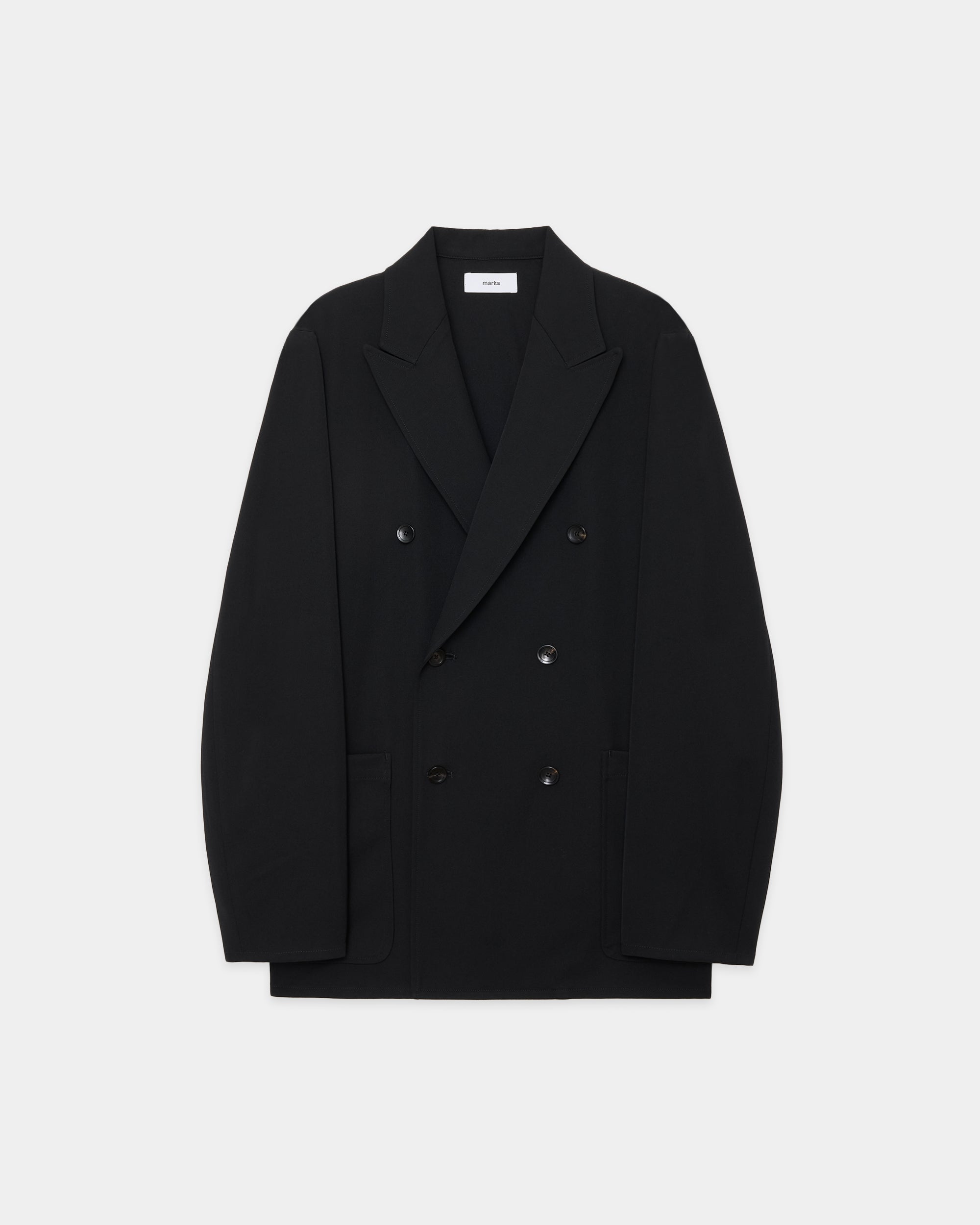 2/60 Washer Wool Gabardine W.b Jacket Loose Fit, Black