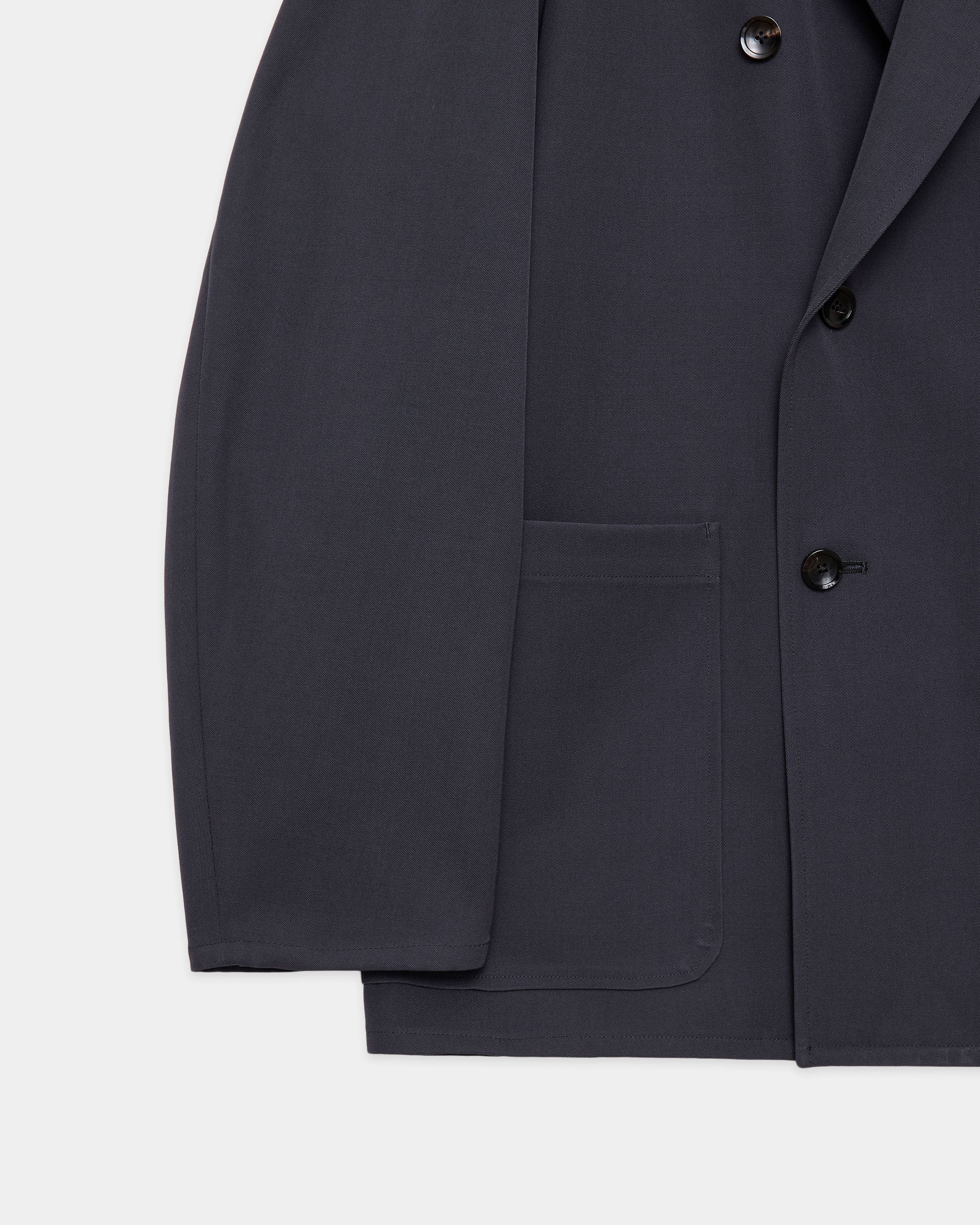 2/60 Washer Wool Gabardine W.b Jacket Loose Fit, M Gray