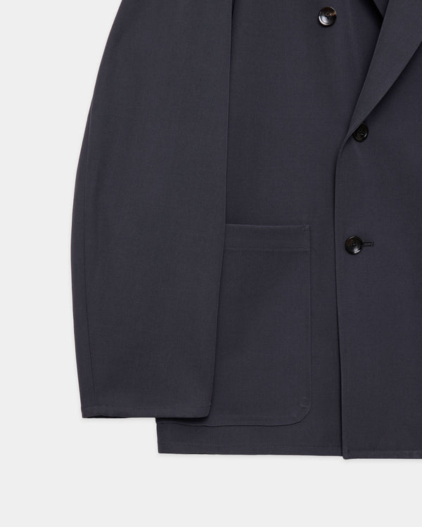 2/60 Washer Wool Gabardine W.b Jacket Loose Fit, M Gray
