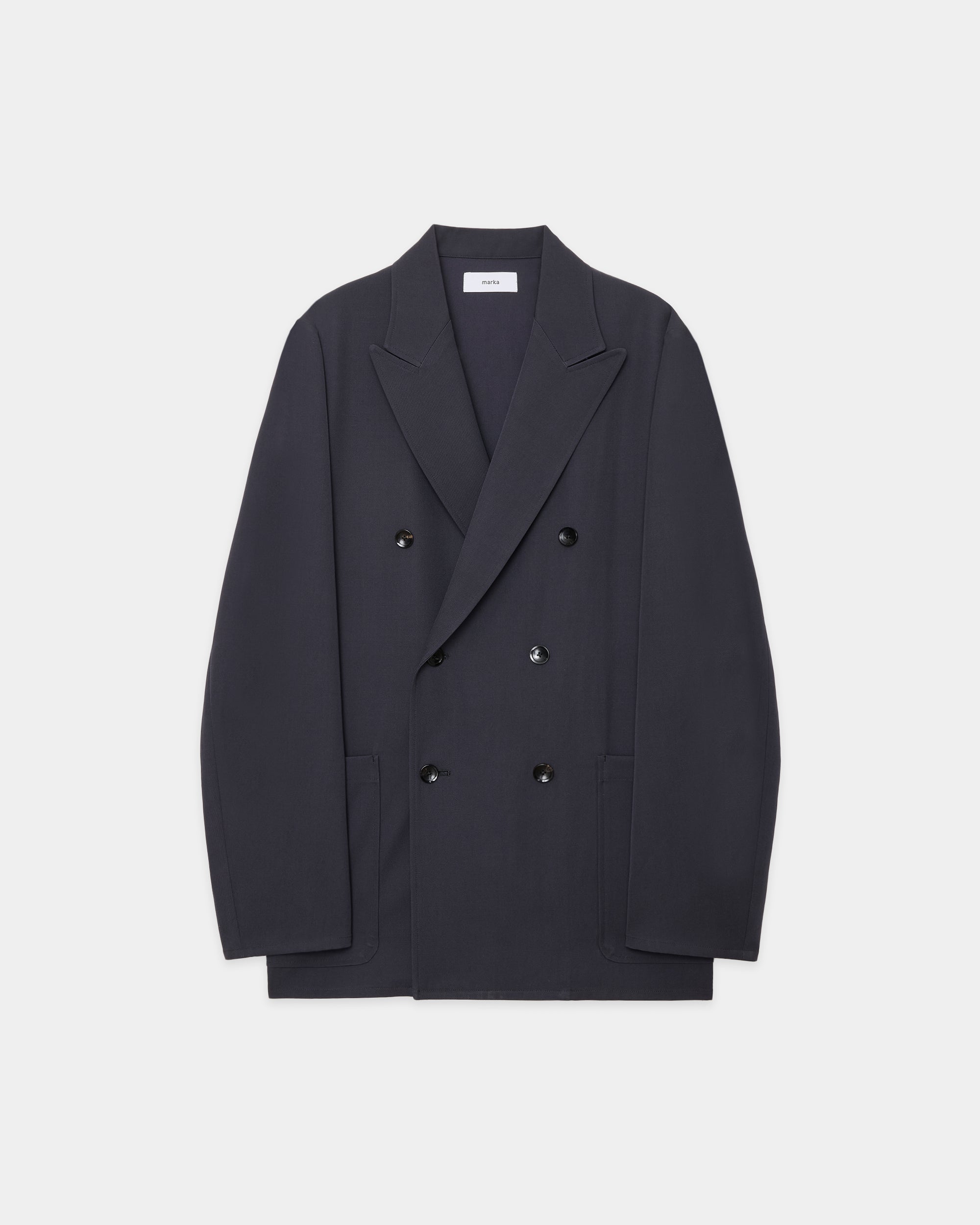 2/60 Washer Wool Gabardine W.b Jacket Loose Fit, M Gray