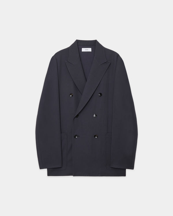 2/60 Washer Wool Gabardine W.b Jacket Loose Fit, M Gray