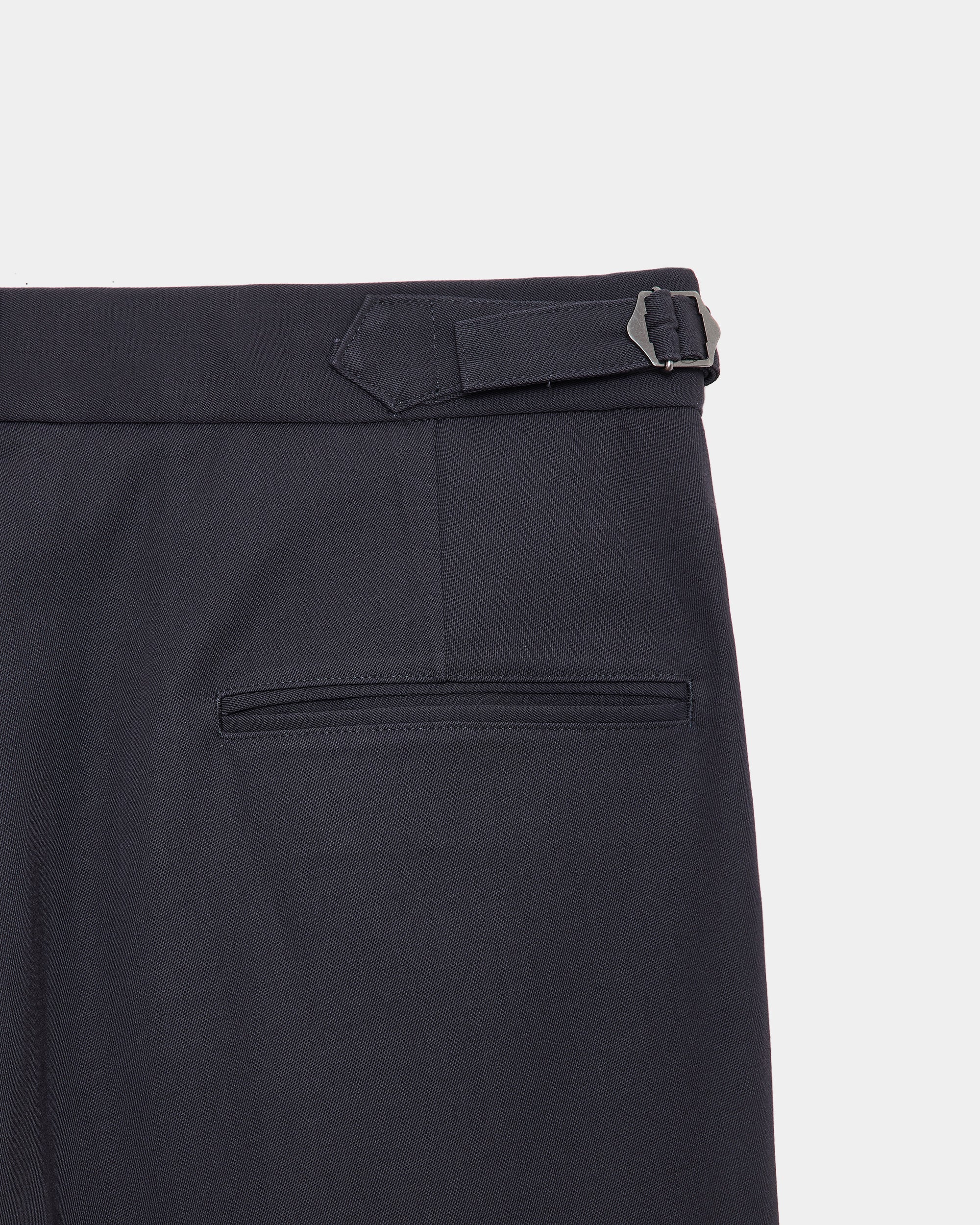 2/60 Washer Wool Gabardine Two Tuck Baggy Trousers, M Gray