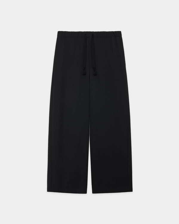 2/60 Washer Wool Gabardine Wide Cylinder Fit Easy Pants, Black
