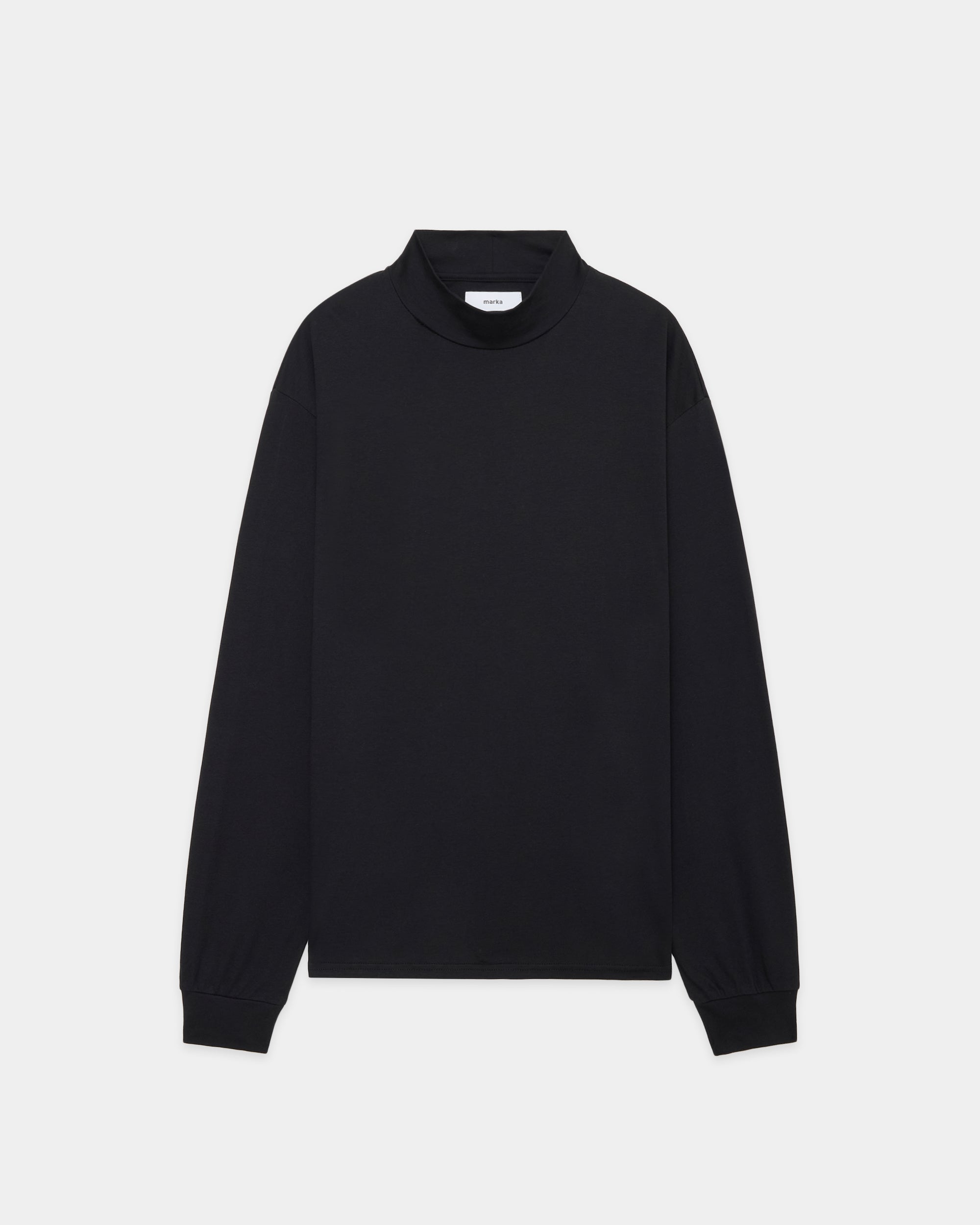 Organic Cotton Smooth Mock Neck, Black