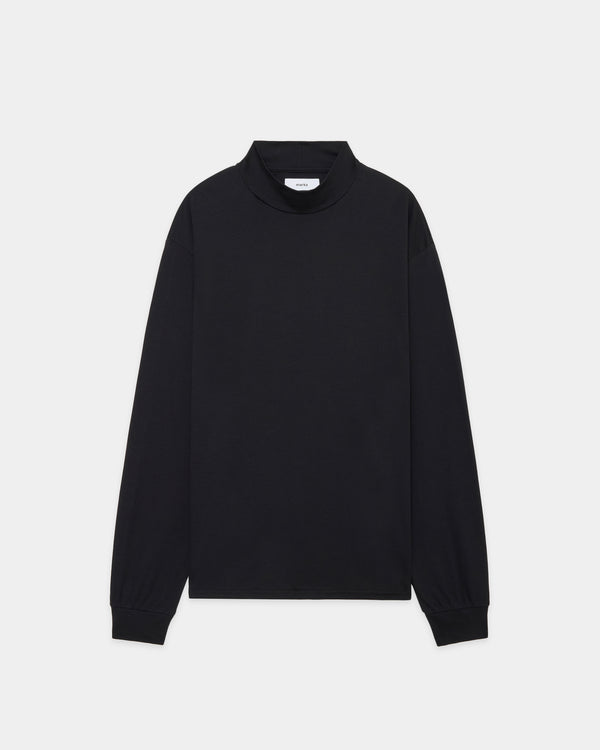 Organic Cotton Smooth Mock Neck, Black
