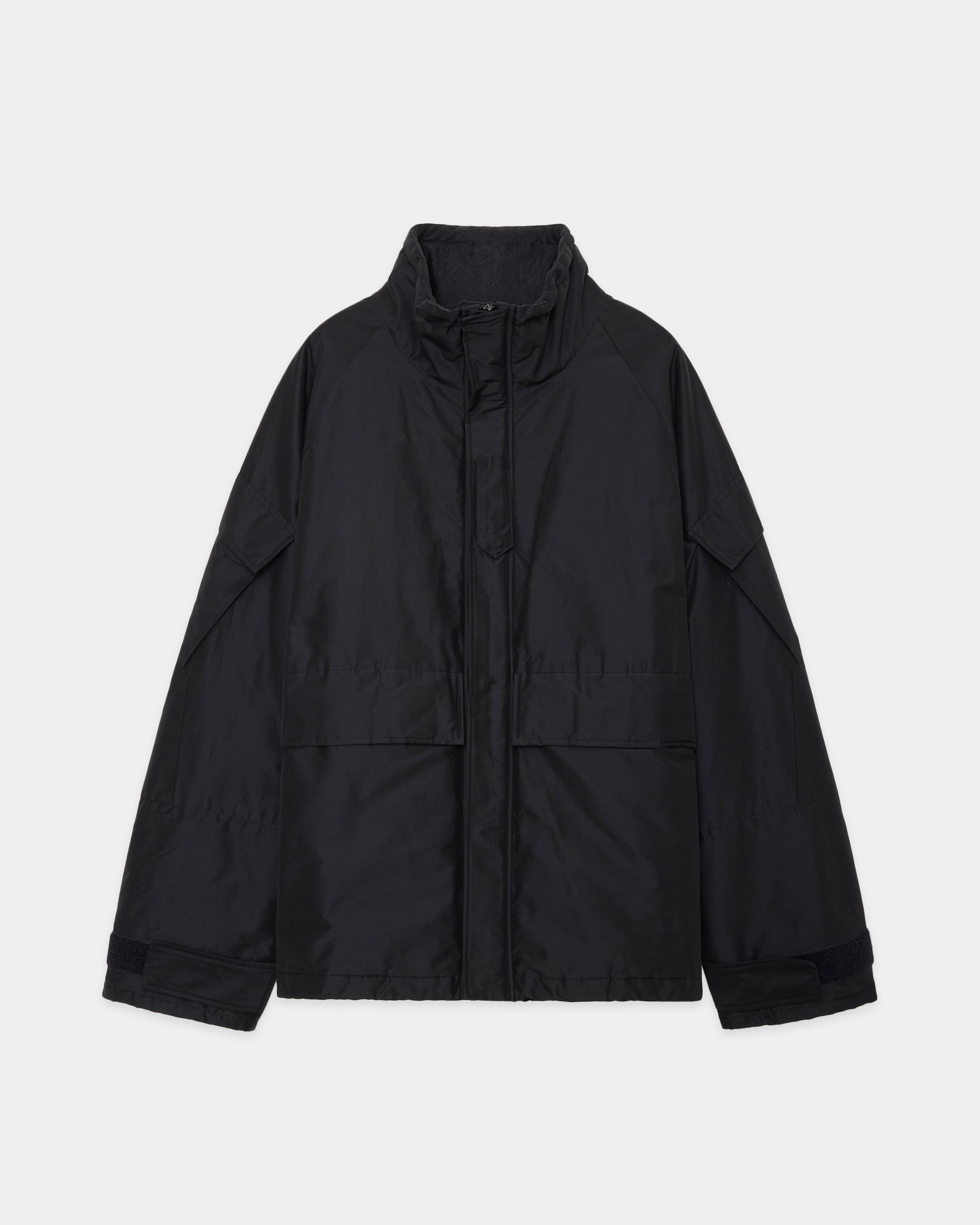 Organic Cotton Silk High Count Typewriter Puffed ECWCS Jacket, Black