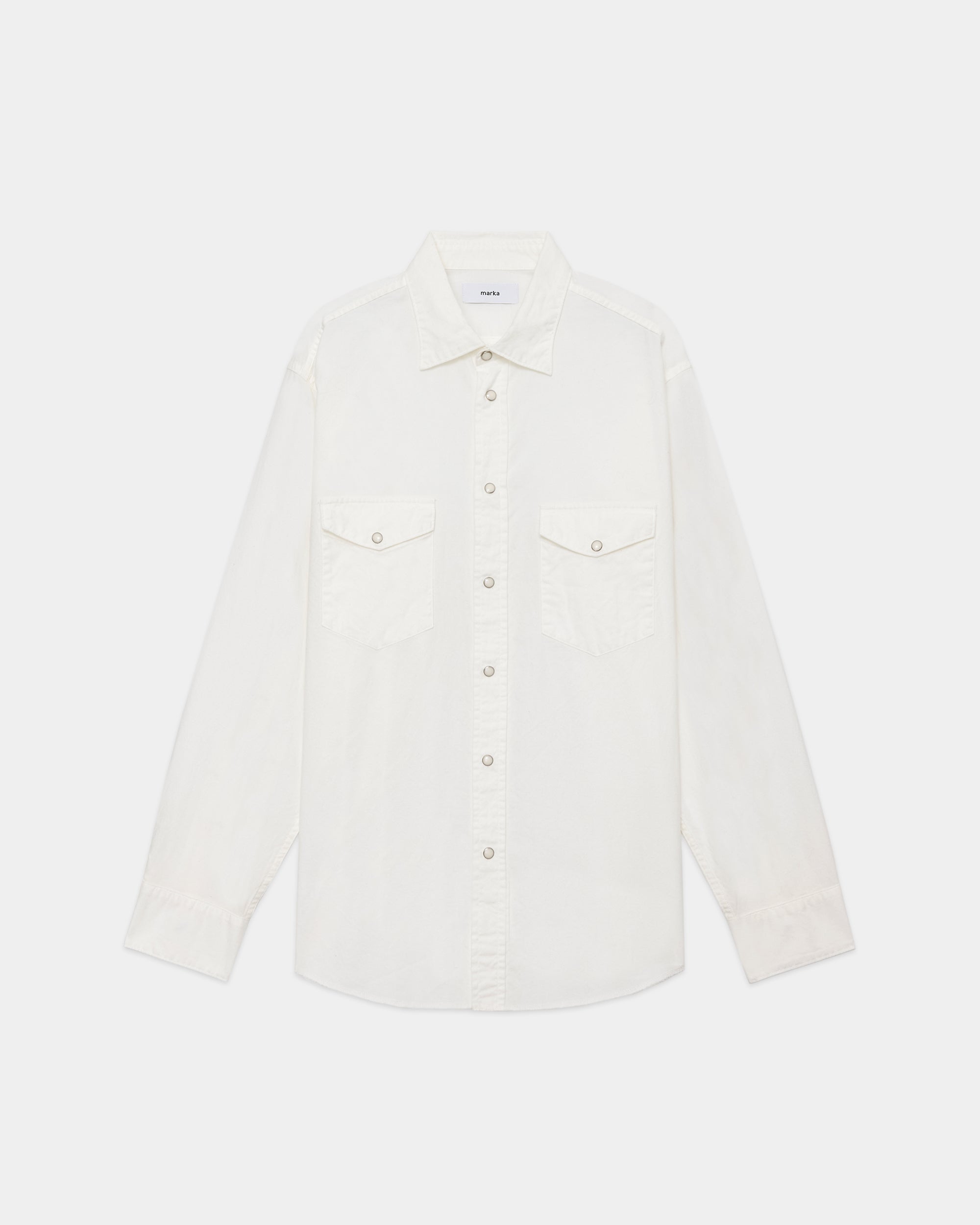 Organic Cotton Flannel Western Shirt, White