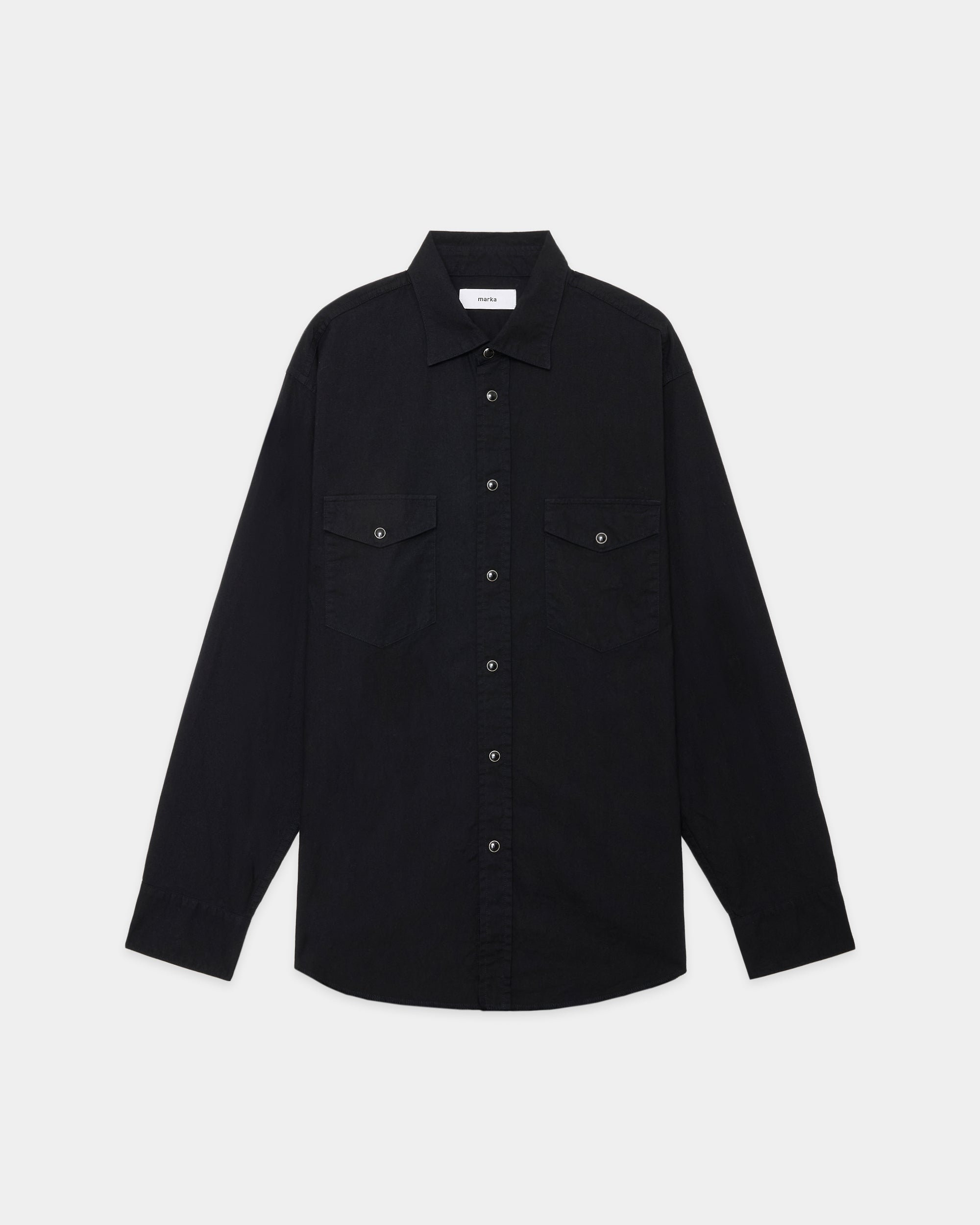 Organic Cotton Flannel Western Shirt, Black