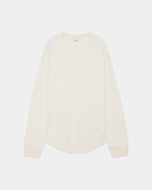 オーガニックコットンヘンプメッシュニット / クルーネックL/S Tee, White