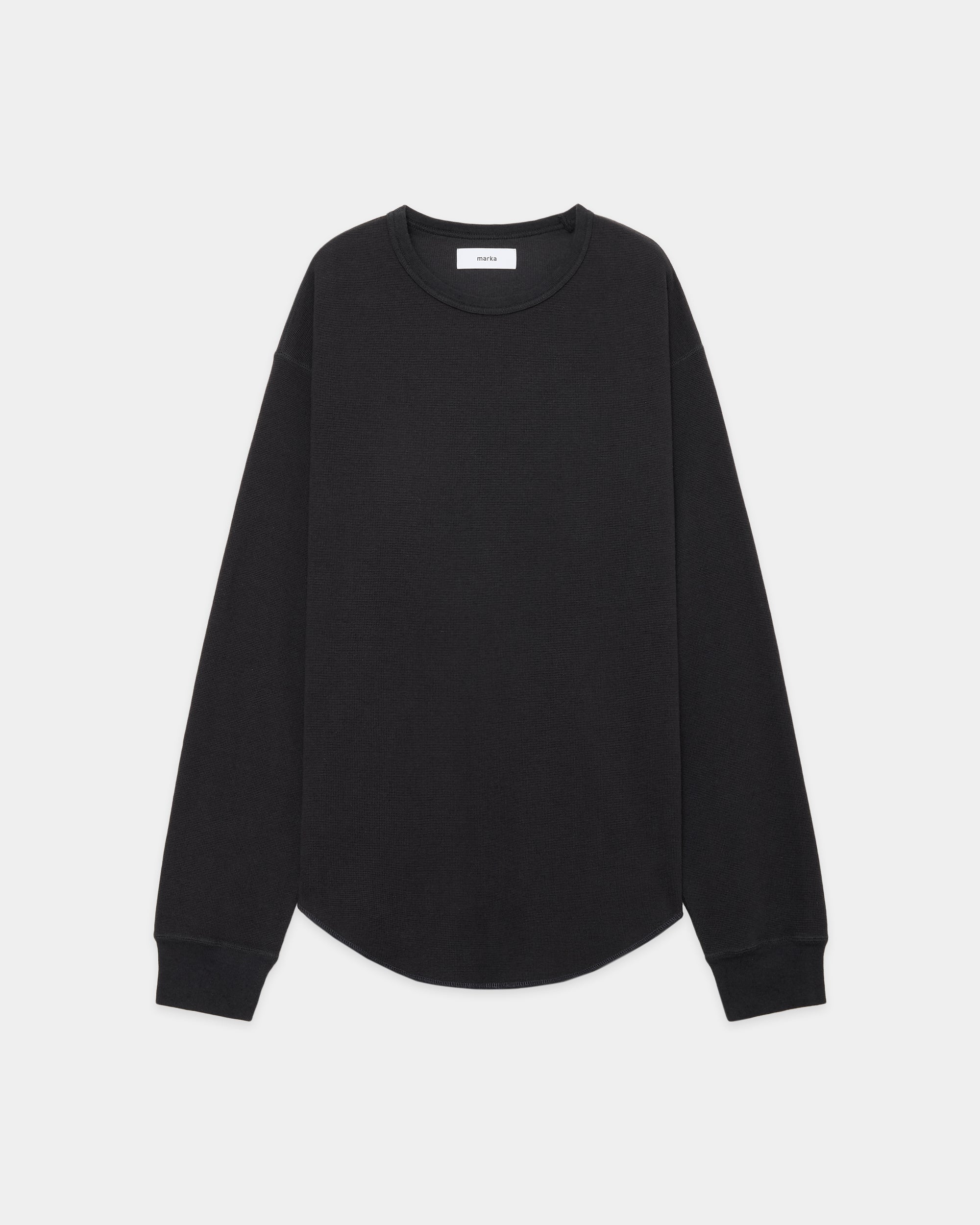 オーガニックコットンヘンプメッシュニット / クルーネックL/S Tee, Charcoal