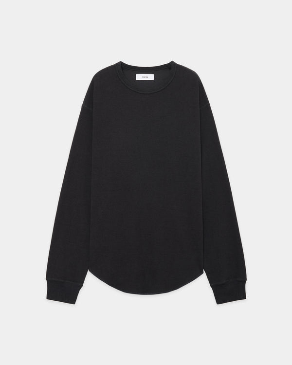オーガニックコットンヘンプメッシュニット / クルーネックL/S Tee, Charcoal