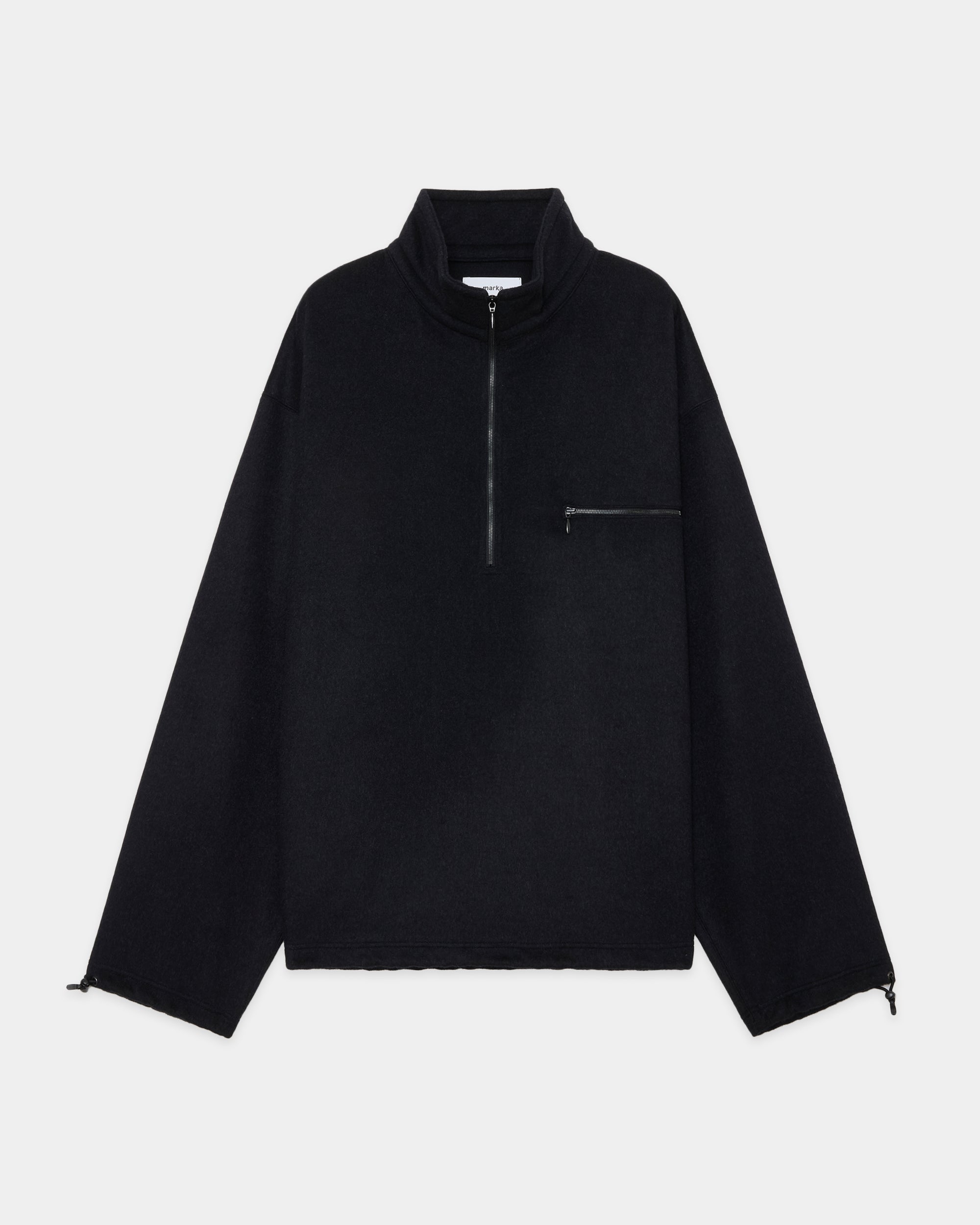 ウールシルクビーバー / ハーフジップシャツ, Black