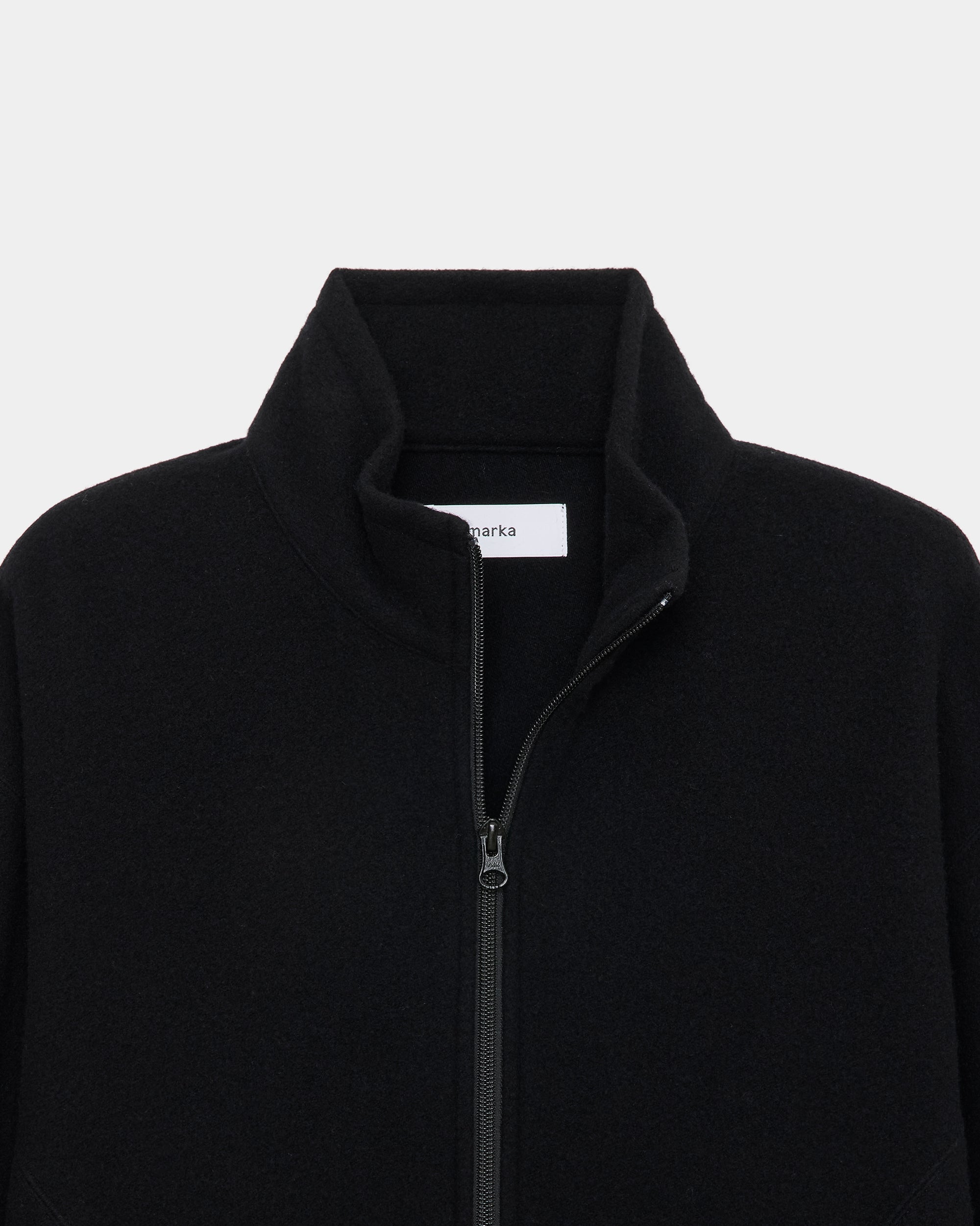 Super 130S Wool Napping Track Jacket, Black