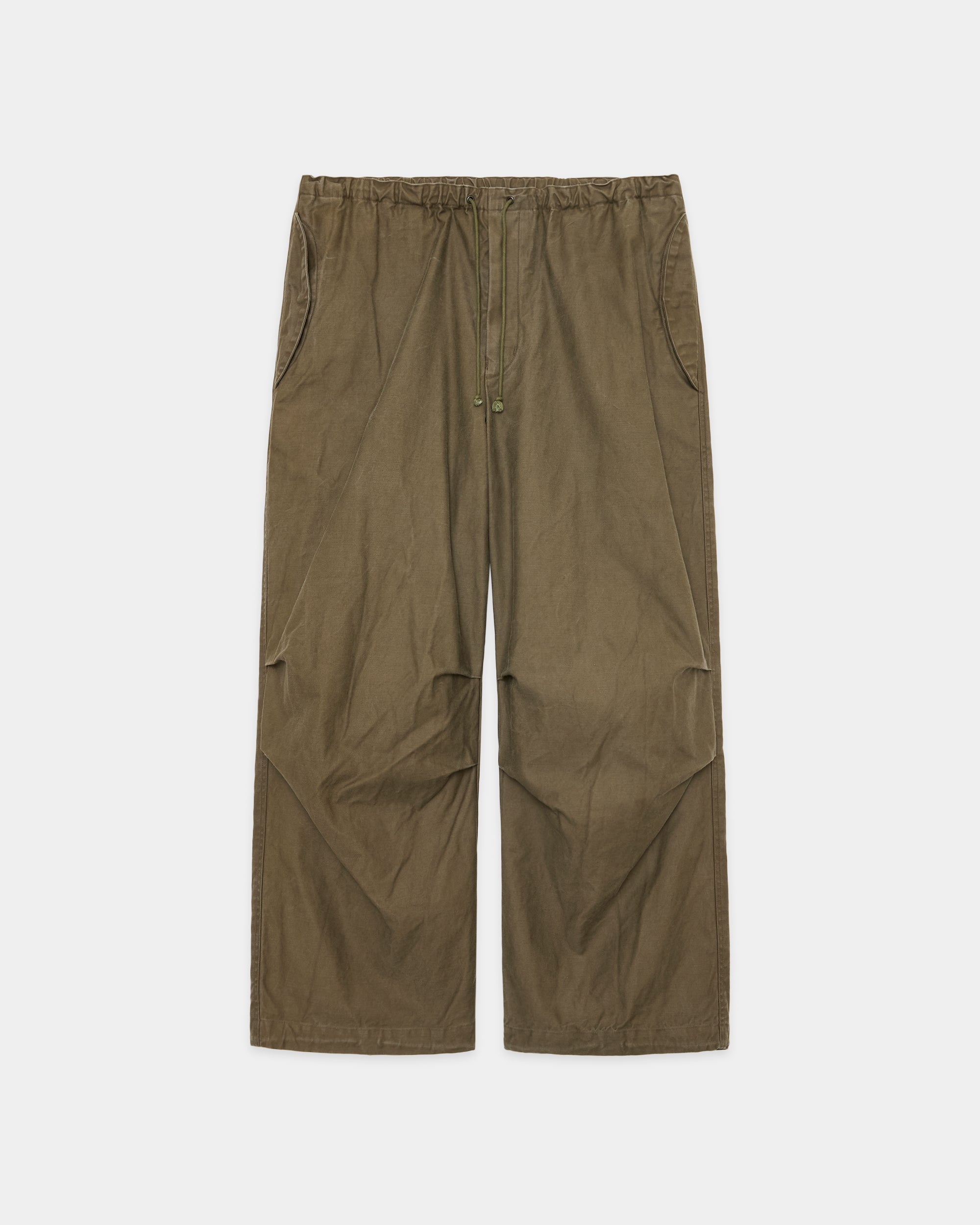 オーガニックコットンバックサテン / ワイドオーバーパンツ, Olive