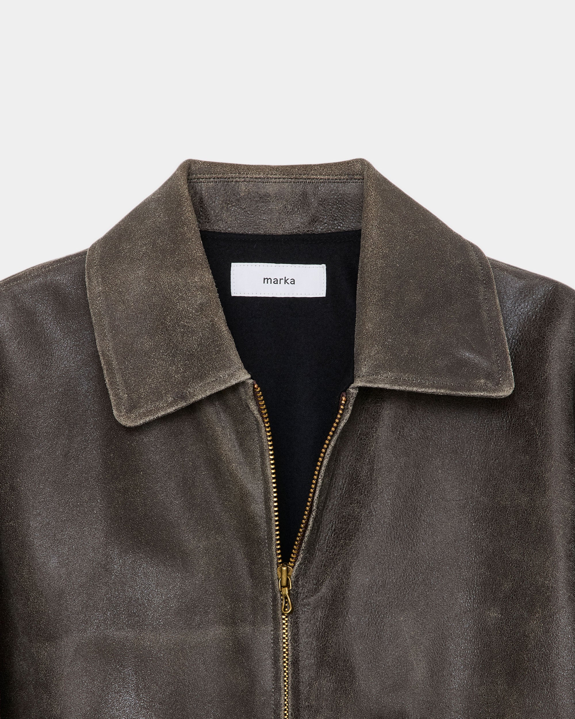 クラックゴートレザー / レザースポーツジャケット, Dark Brown