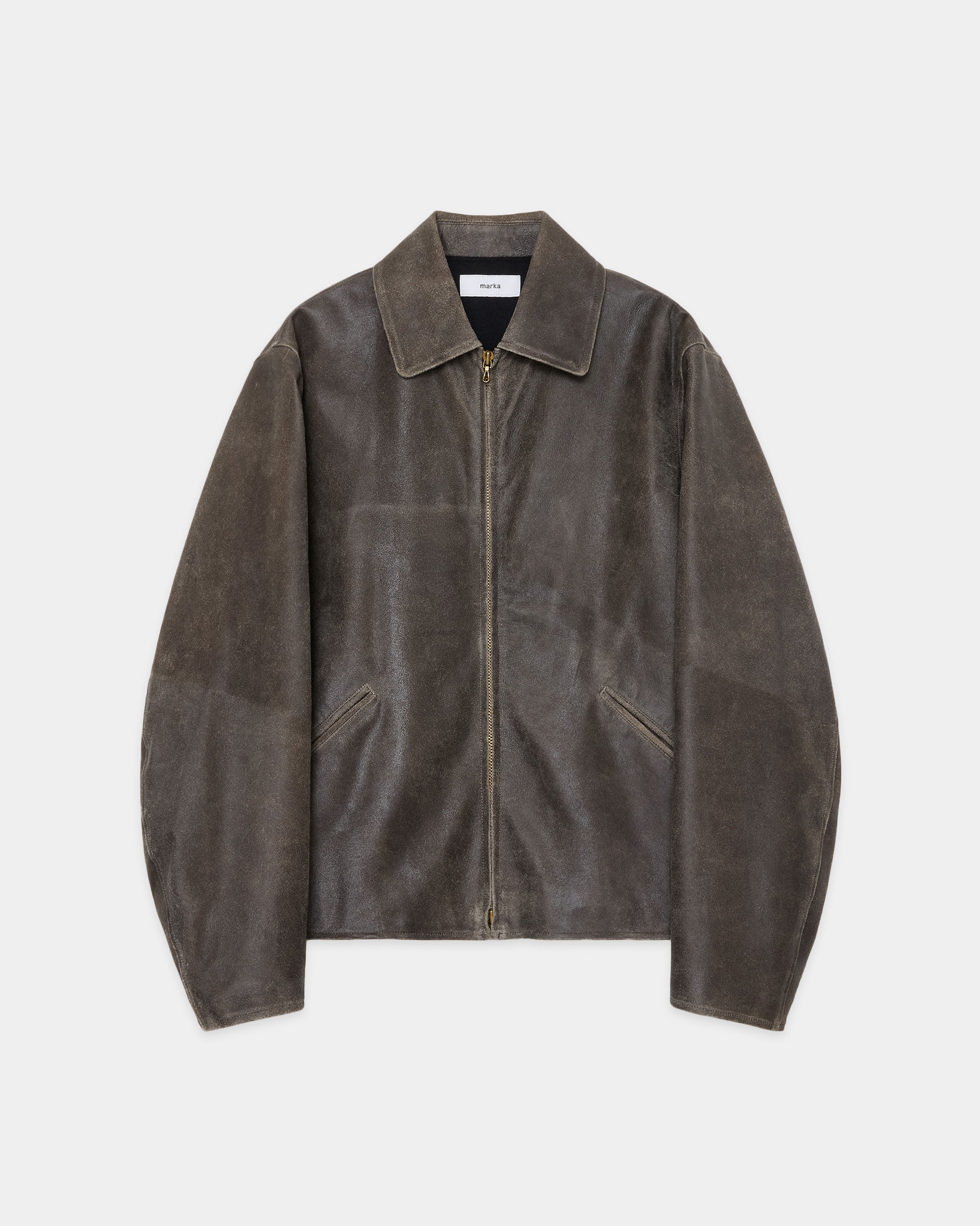 クラックゴートレザー / レザースポーツジャケット, Dark Brown