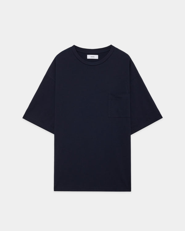 オーガニックコットンソフト天竺 / PARKING別注ルーズフィットポケットTEE, Navy