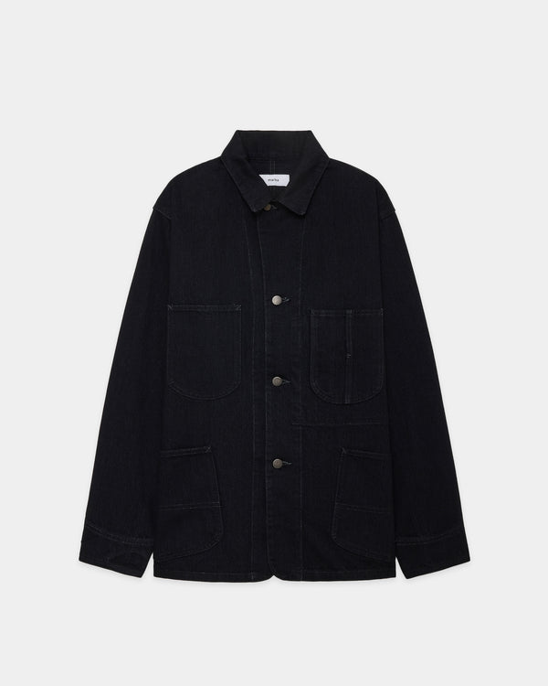 【PARKING別注】 オーガニックコットン 13.5oz セルビッチデニム / カバーオールジャケット, Black