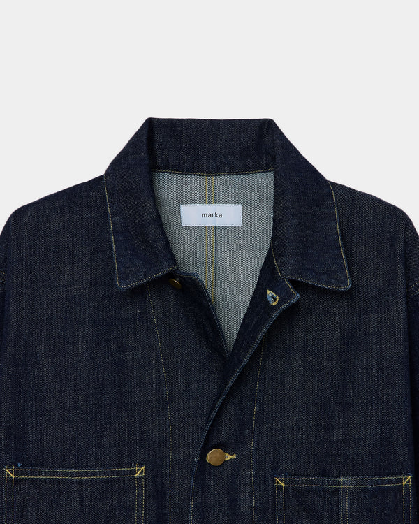 【PARKING別注】 オーガニックコットン 13.5oz セルビッチデニム / カバーオールジャケット, Indigo