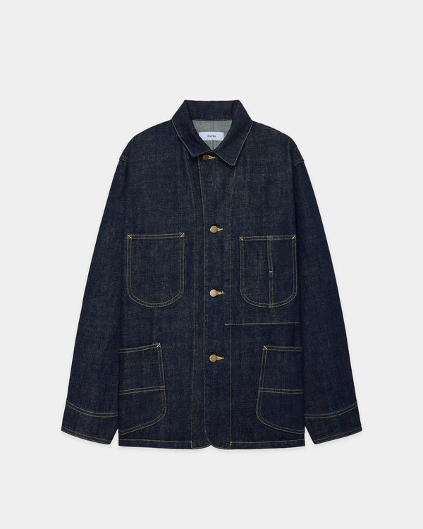 【PARKING別注】 オーガニックコットン 13.5oz セルビッチデニム / カバーオールジャケット, Indigo