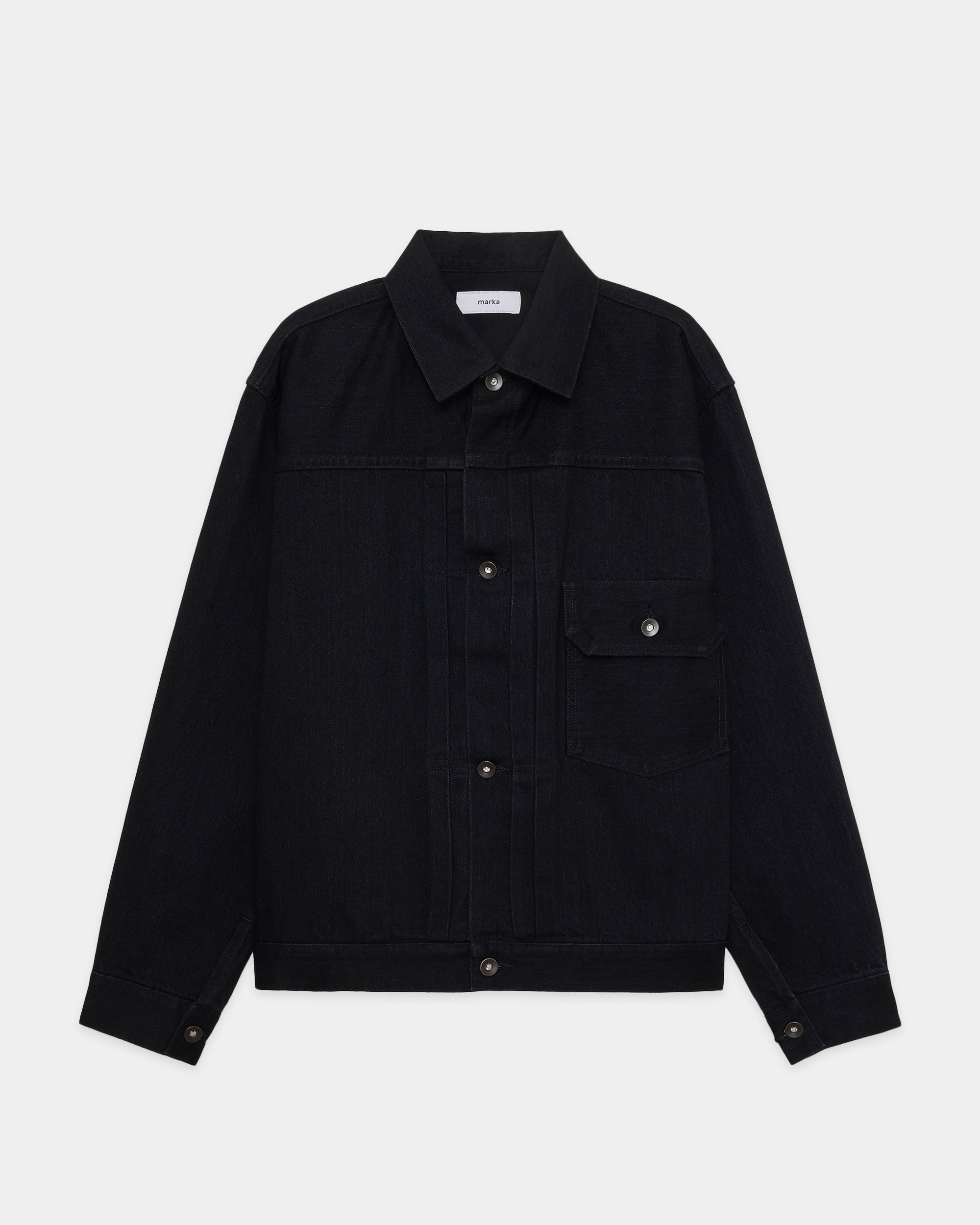 【PARKING別注】 オーガニックコットン 13.5oz セルビッチデニム / Type-1 デニムジャケット, Black