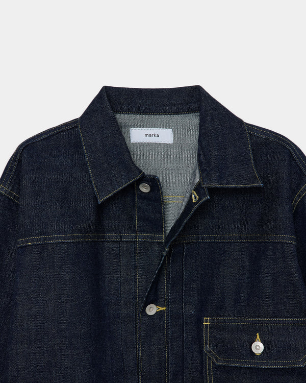 【PARKING別注】 オーガニックコットン 13.5oz セルビッチデニム / Type-1 デニムジャケット, Indigo
