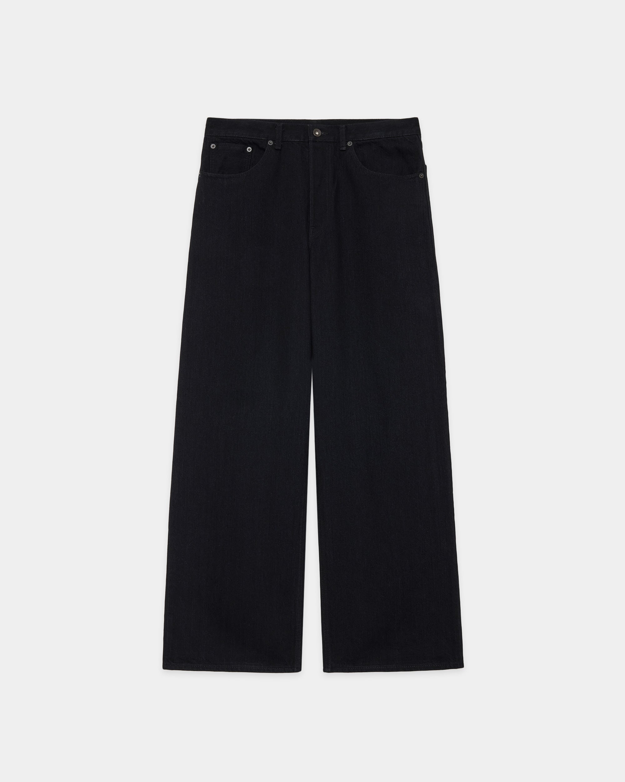【PARKING別注】オーガニックコットン 13.5oz セルビッチデニム / ワイドレッグジーンズ, Black