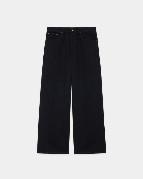 【PARKING別注】オーガニックコットン 13.5oz セルビッチデニム / ワイドレッグジーンズ, Black