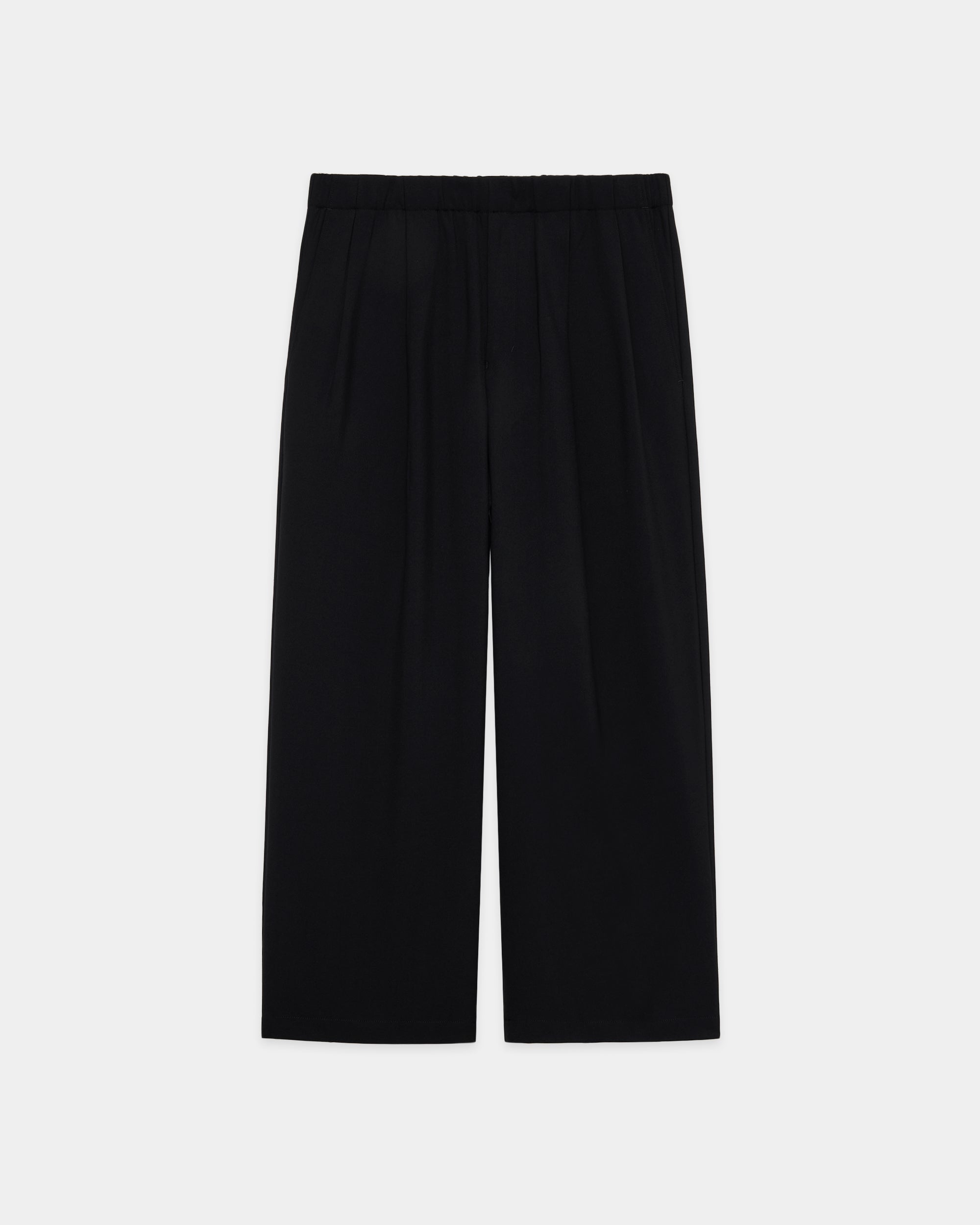 【STUDIOUS別注】 リサイクルポリエステル  ノンミュールジングウールギャバジン / ツータックストレートイージーパンツ, Black