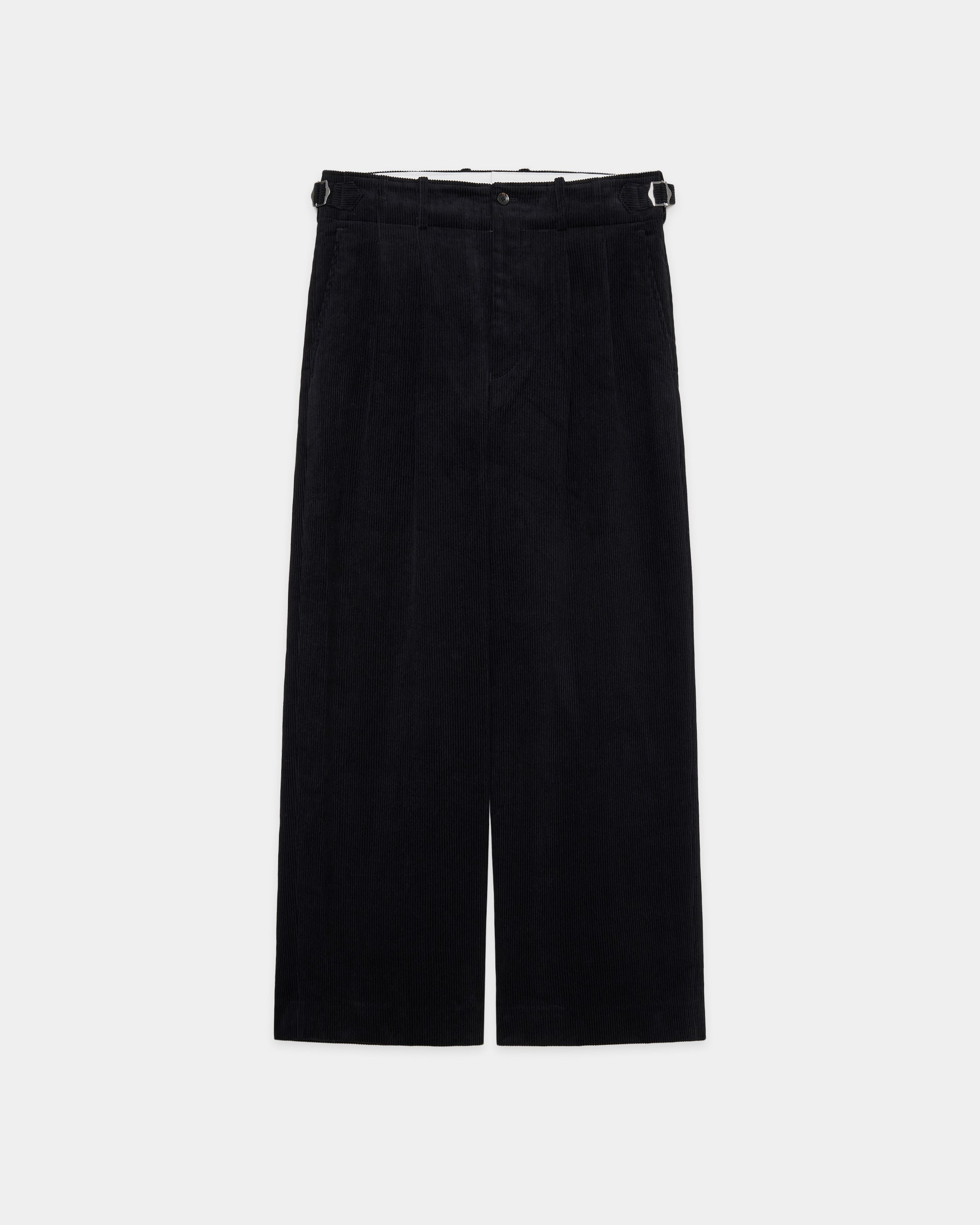 【STUDIOUS別注】 オーガニックコットン 8Wコーデュロイ /  ツータックミリタリートラウザーズ, Black