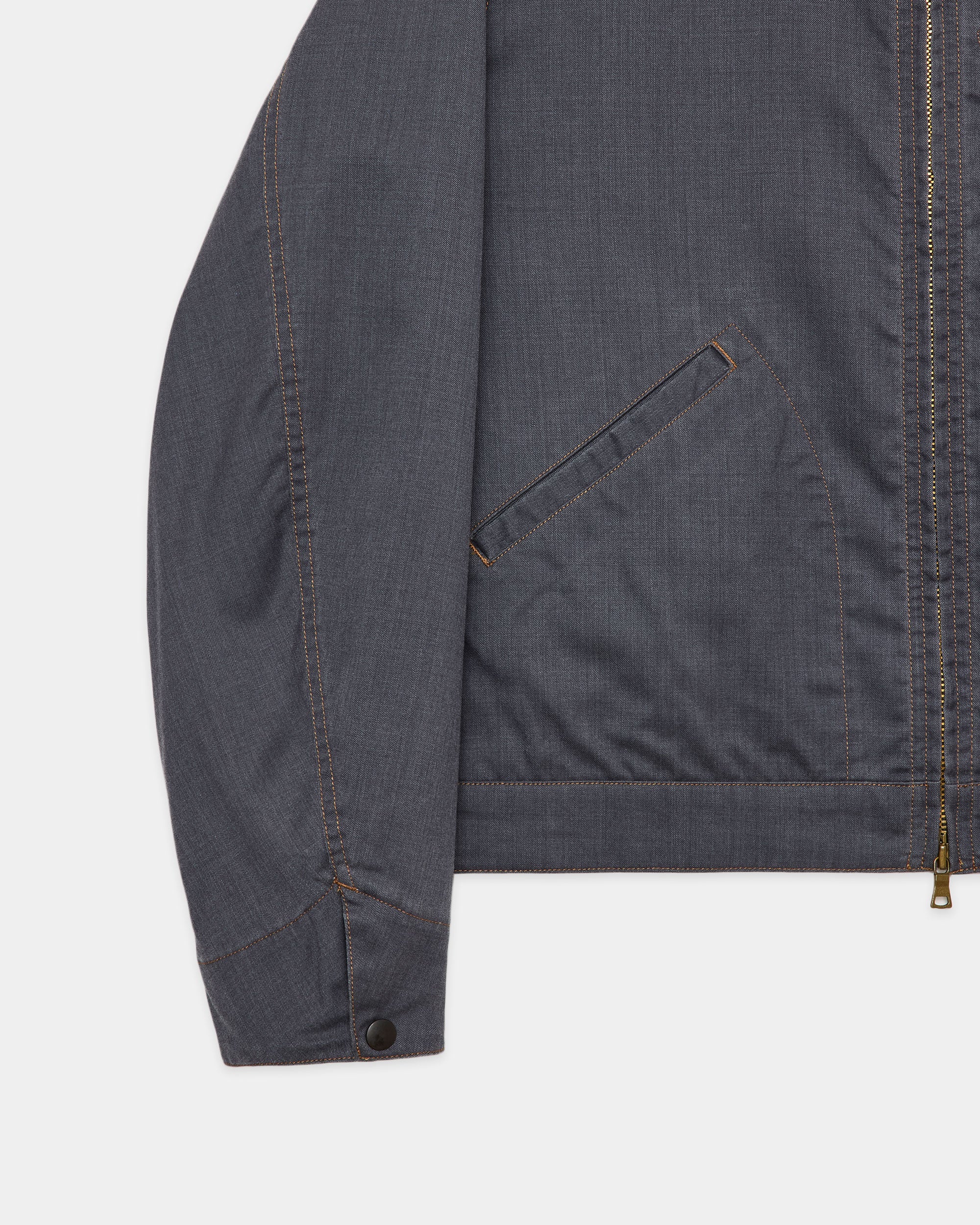 ウォッシャブルウールギャバ顔料プリント / ワークジャケット, Blue Gray