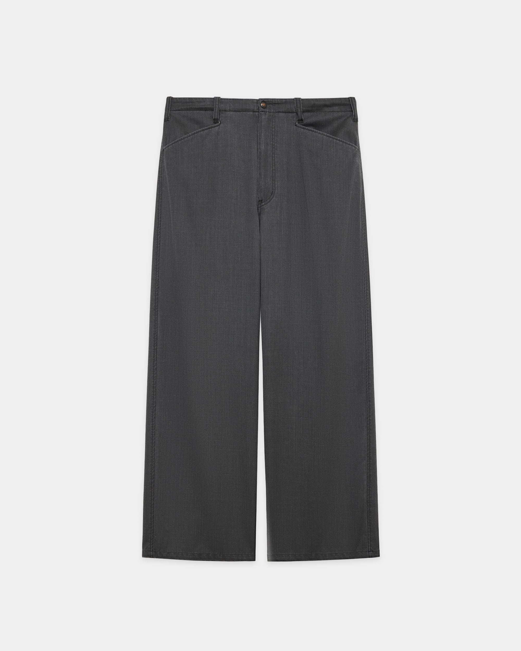 ウォッシャブルウールギャバ顔料プリント / ワークパンツ, Charcoal Gray