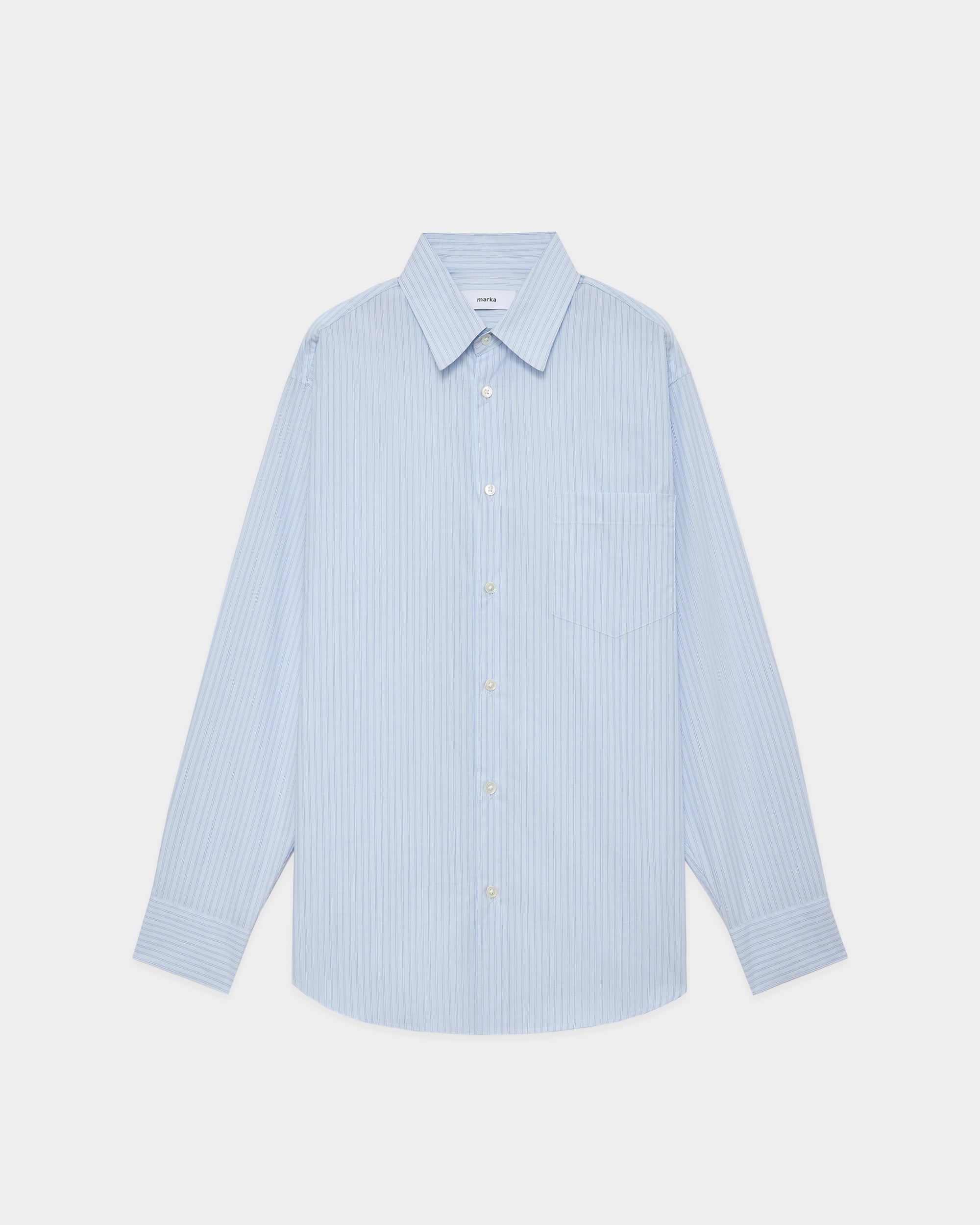 オーガニックコットンストライプ / レギュラーカラーシャツ, Saxe Stripe