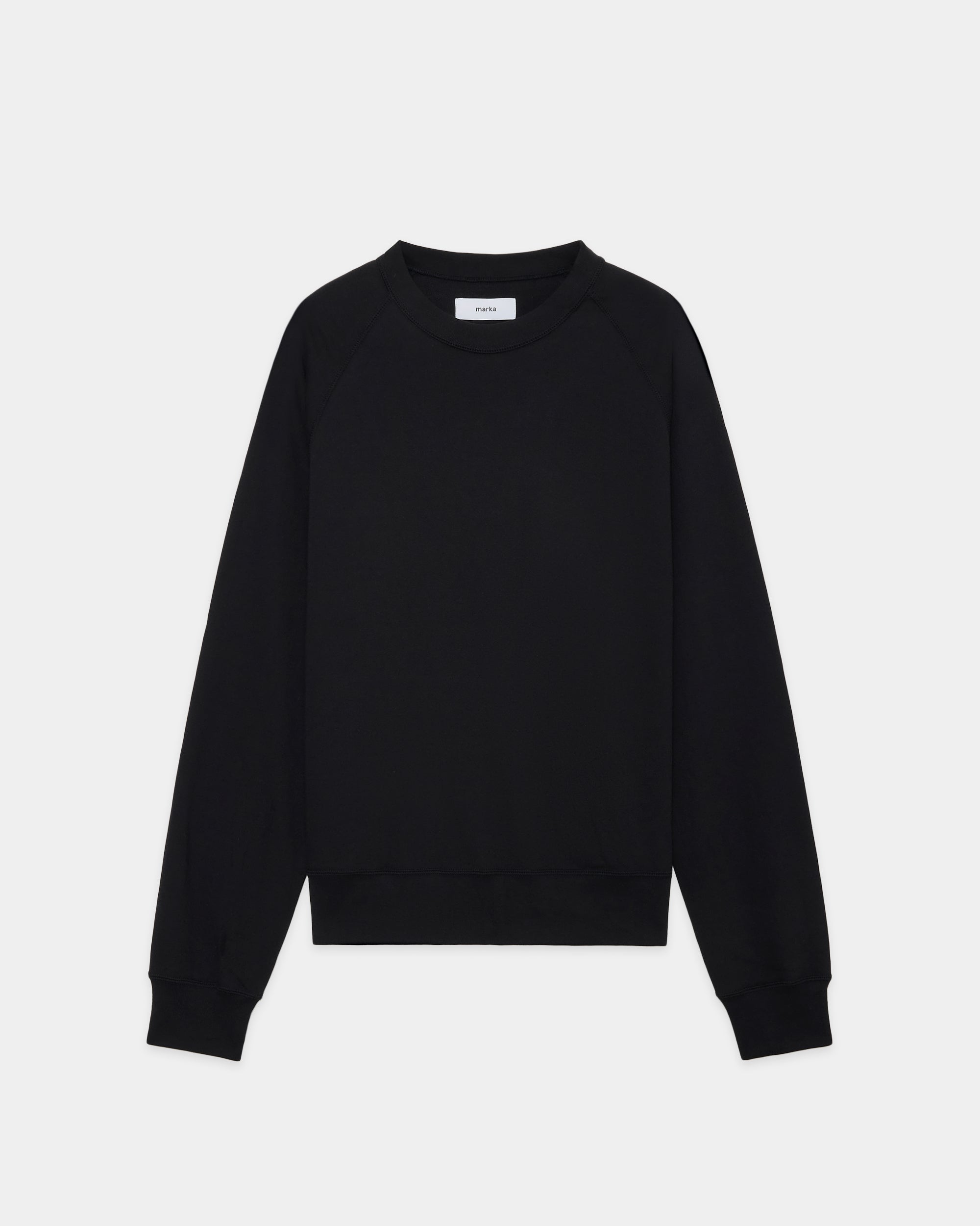 オーガニック超長綿空紡インレイ / ラグランクルーネック, Black