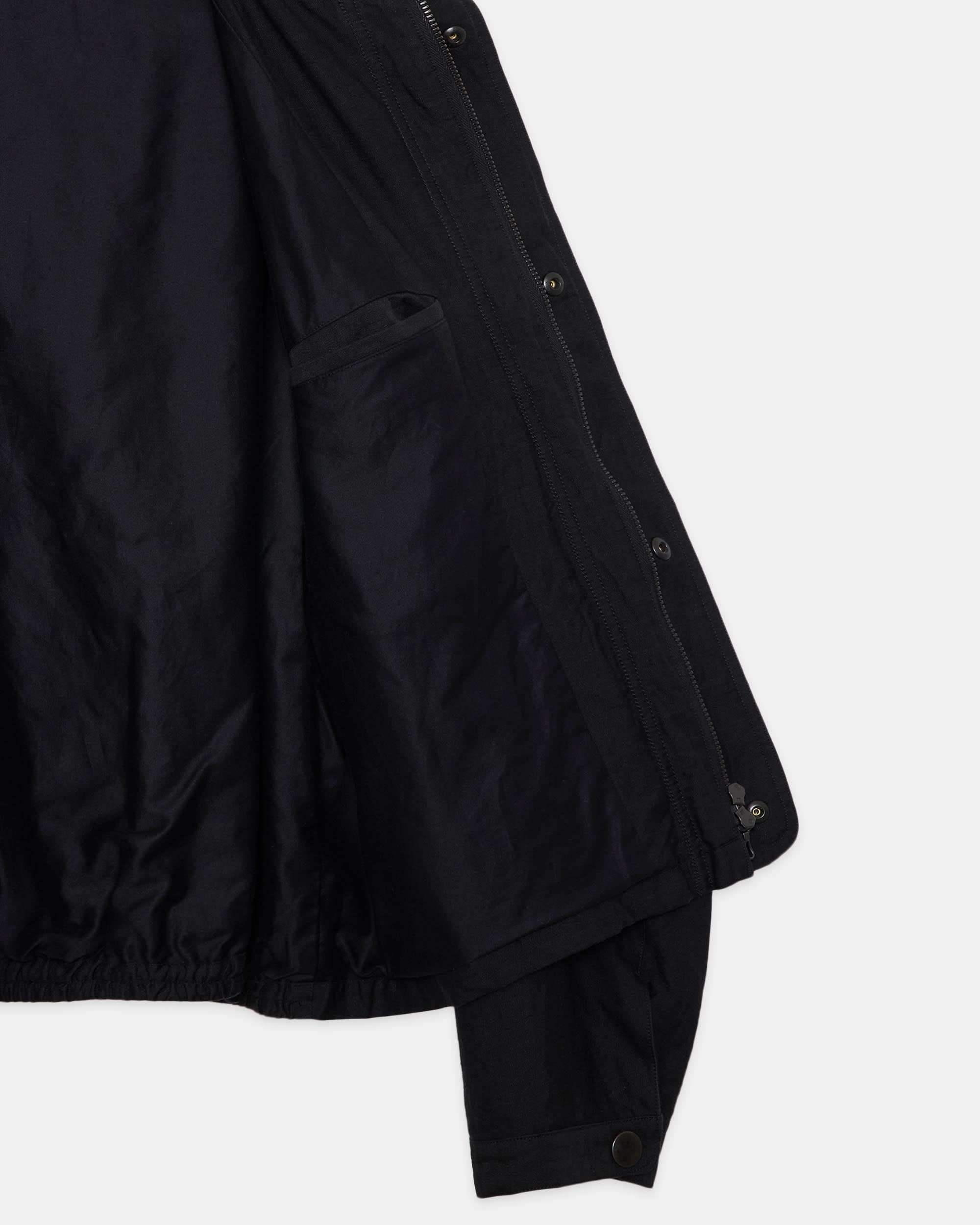 リネンオーガニックコットンシルクライトモールスキン / ハンティングジャケット, Black