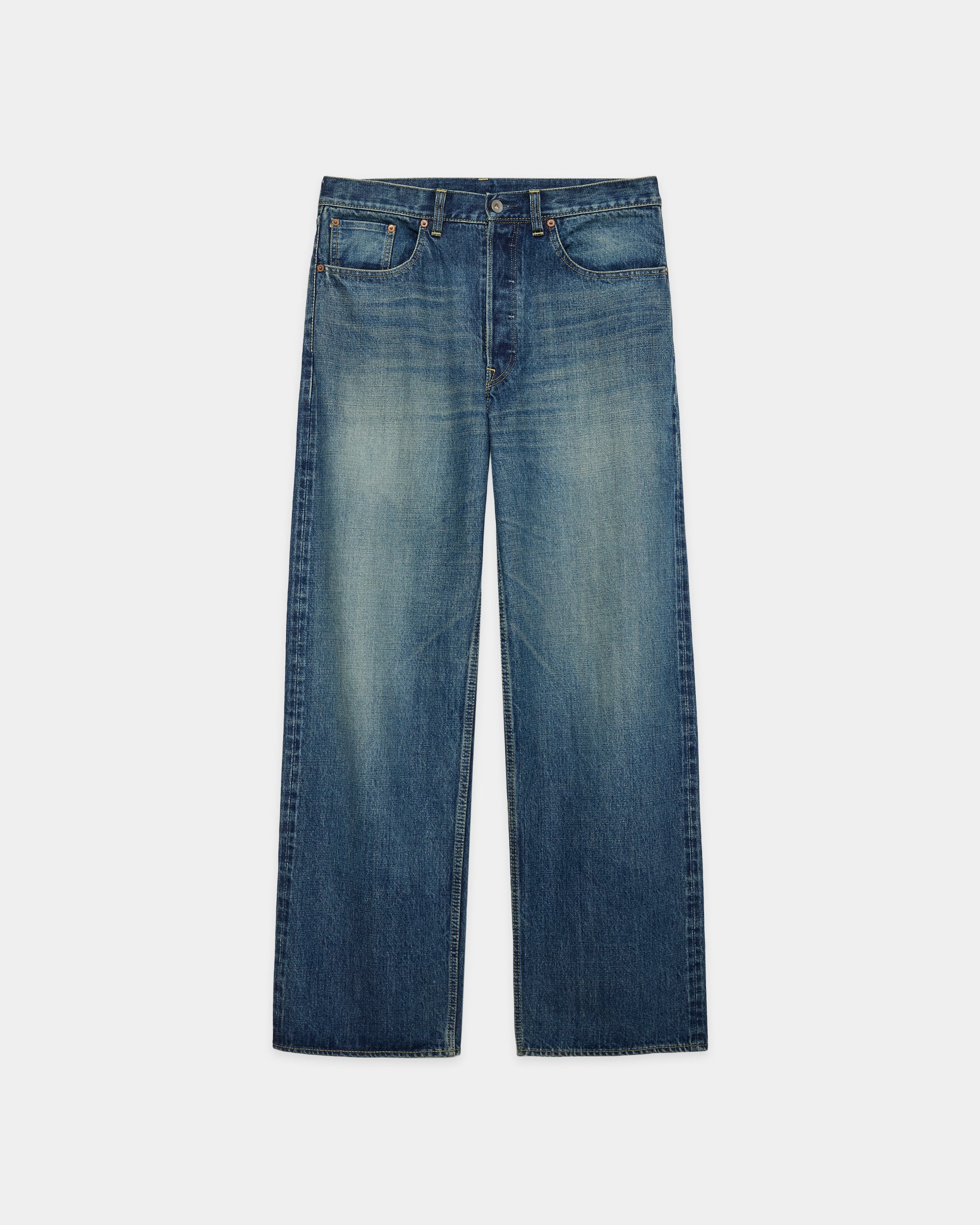 オーガニックコットン13.5ozセルビッチデニム / クリーンシリンダーフィットジーンズ, Indigo V.W