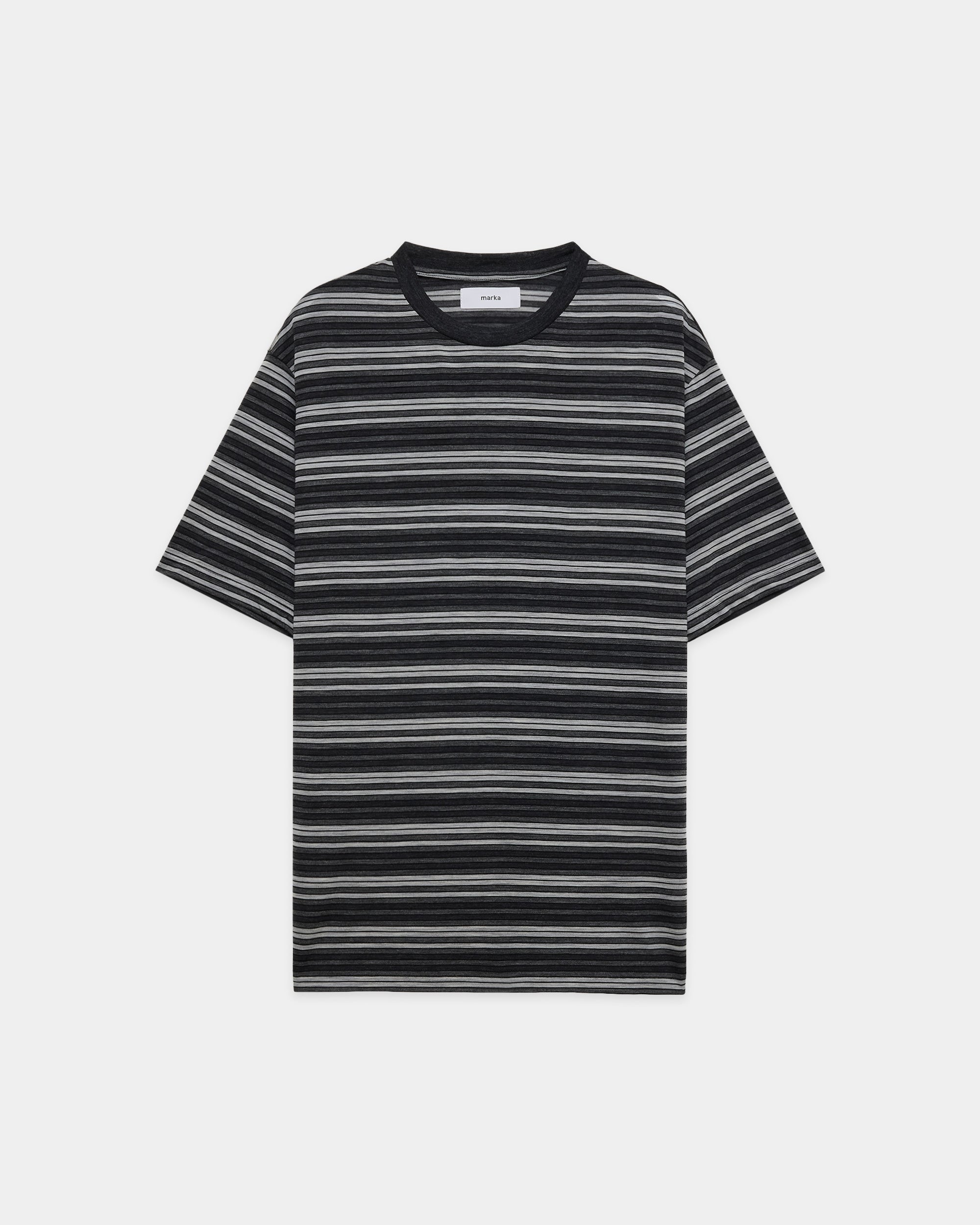 Super120sウォッシャブルウール天竺 / クルーネックTee, Gray Border