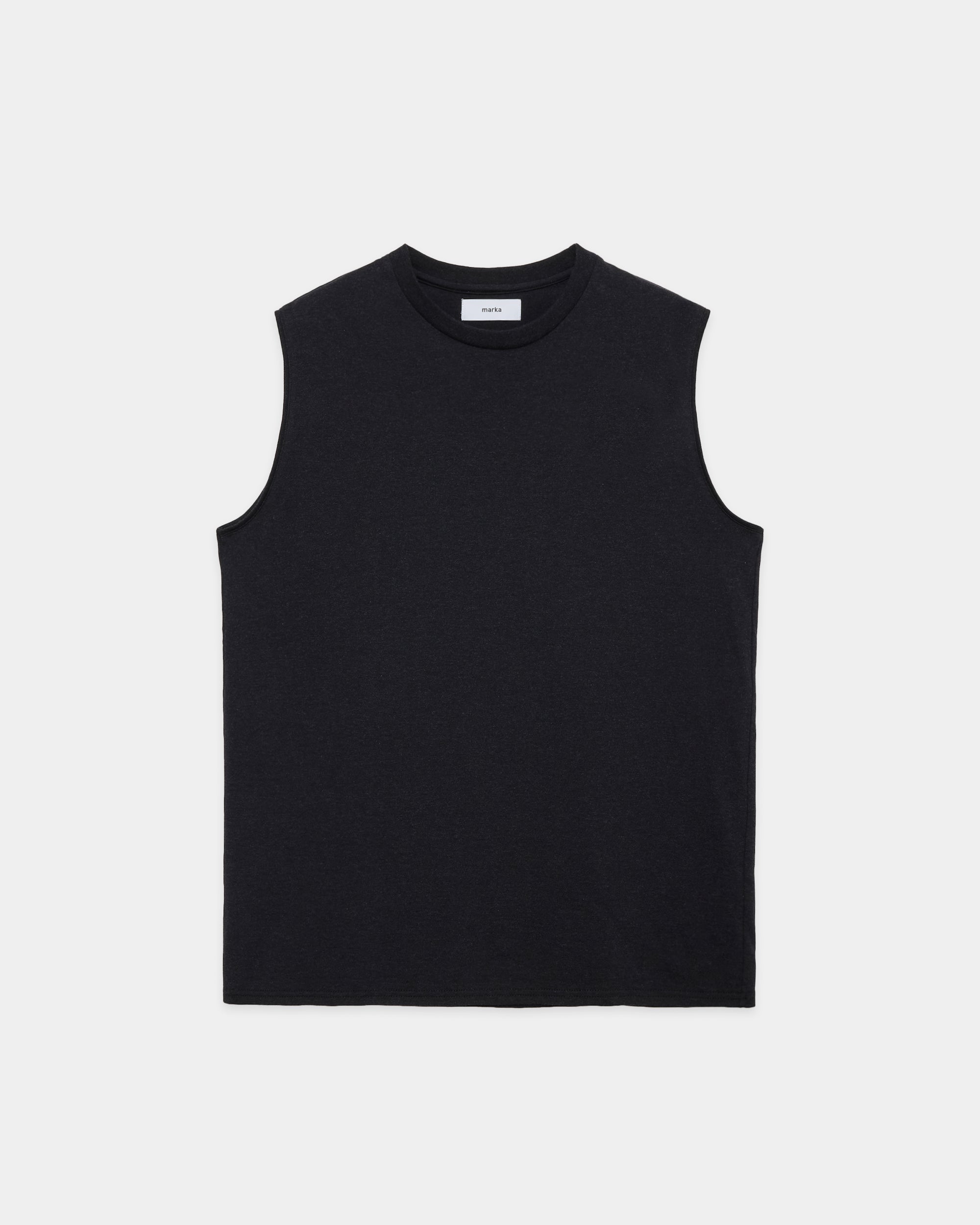 オーガニックコットン40/2天竺 / スリーブレスTee, Heather Black