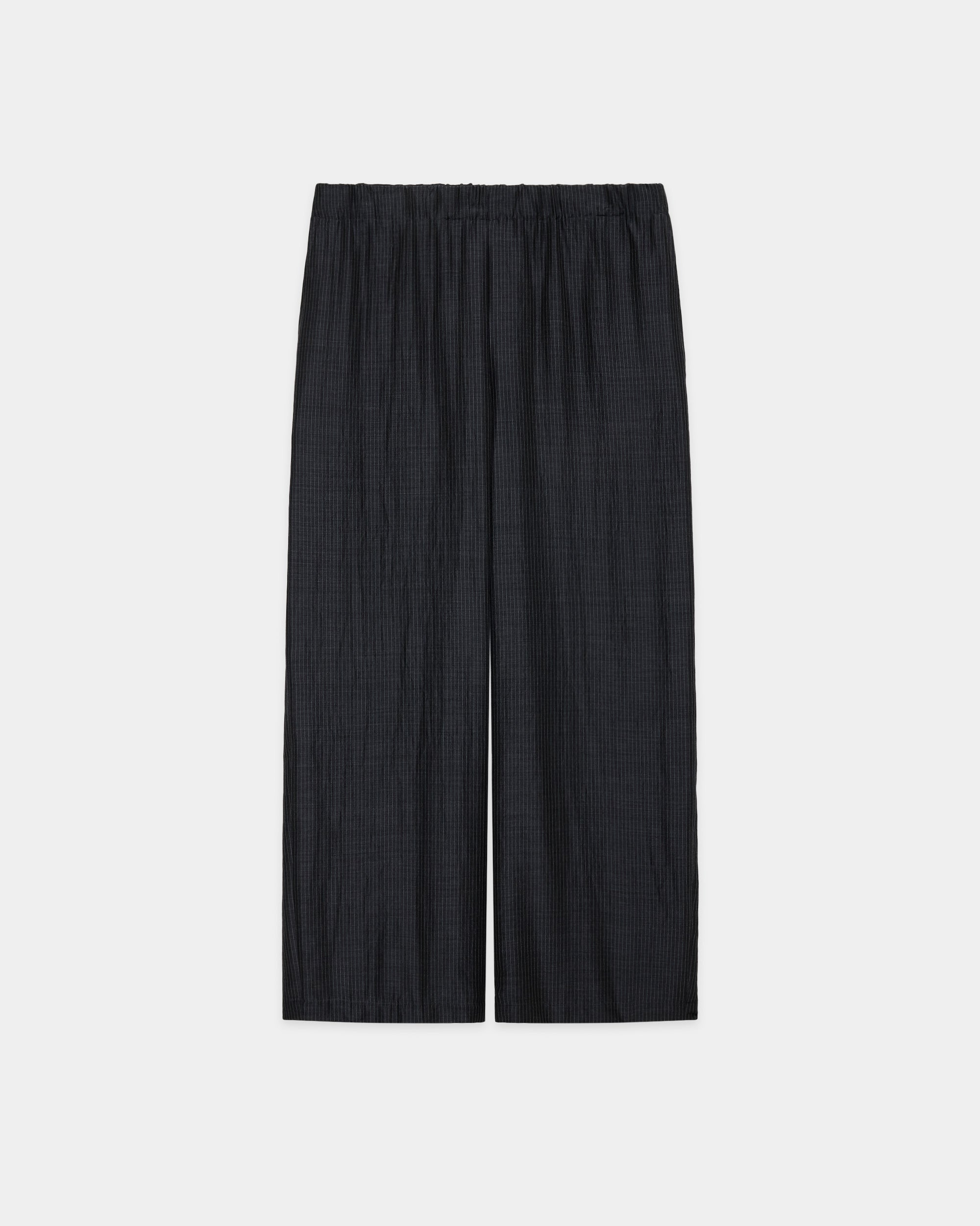 ウールシルクフェザークロス / ワイドシリンダーフィットイージーパンツ, Top Charcoal Stripe