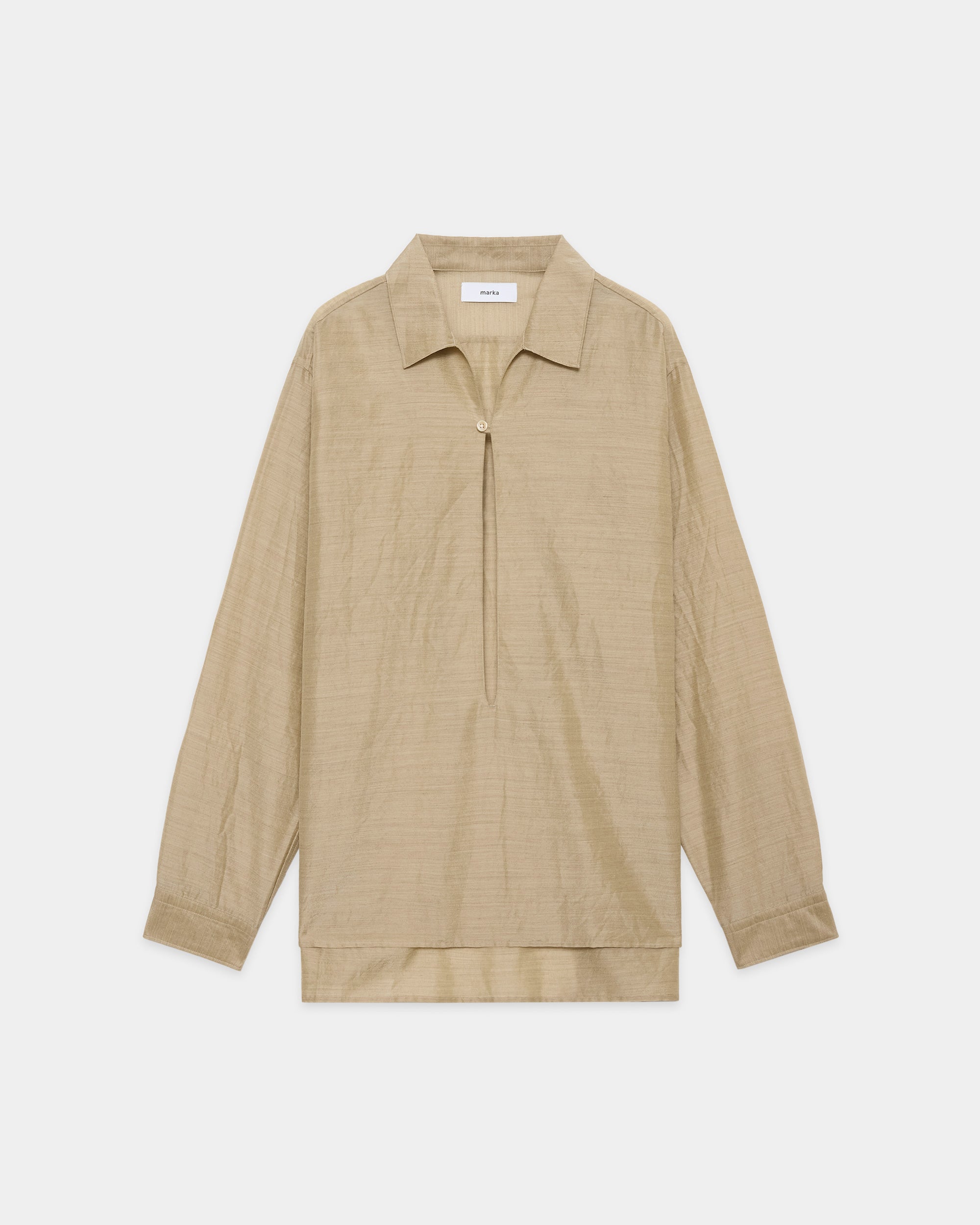 ウールシルクフェザークロス / スキッパーシャツ, Top Beige